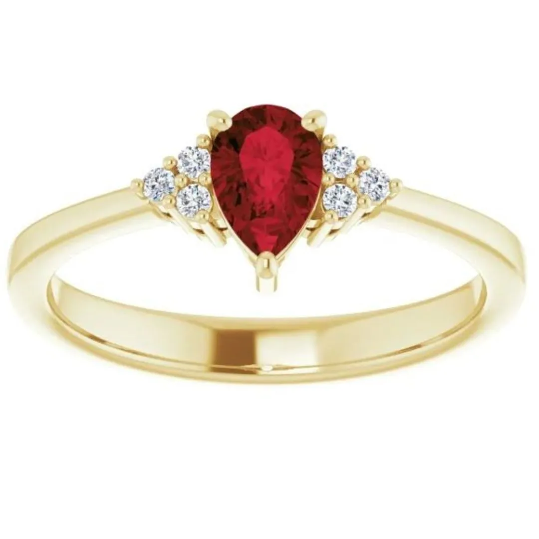 Pear Garnet Ring