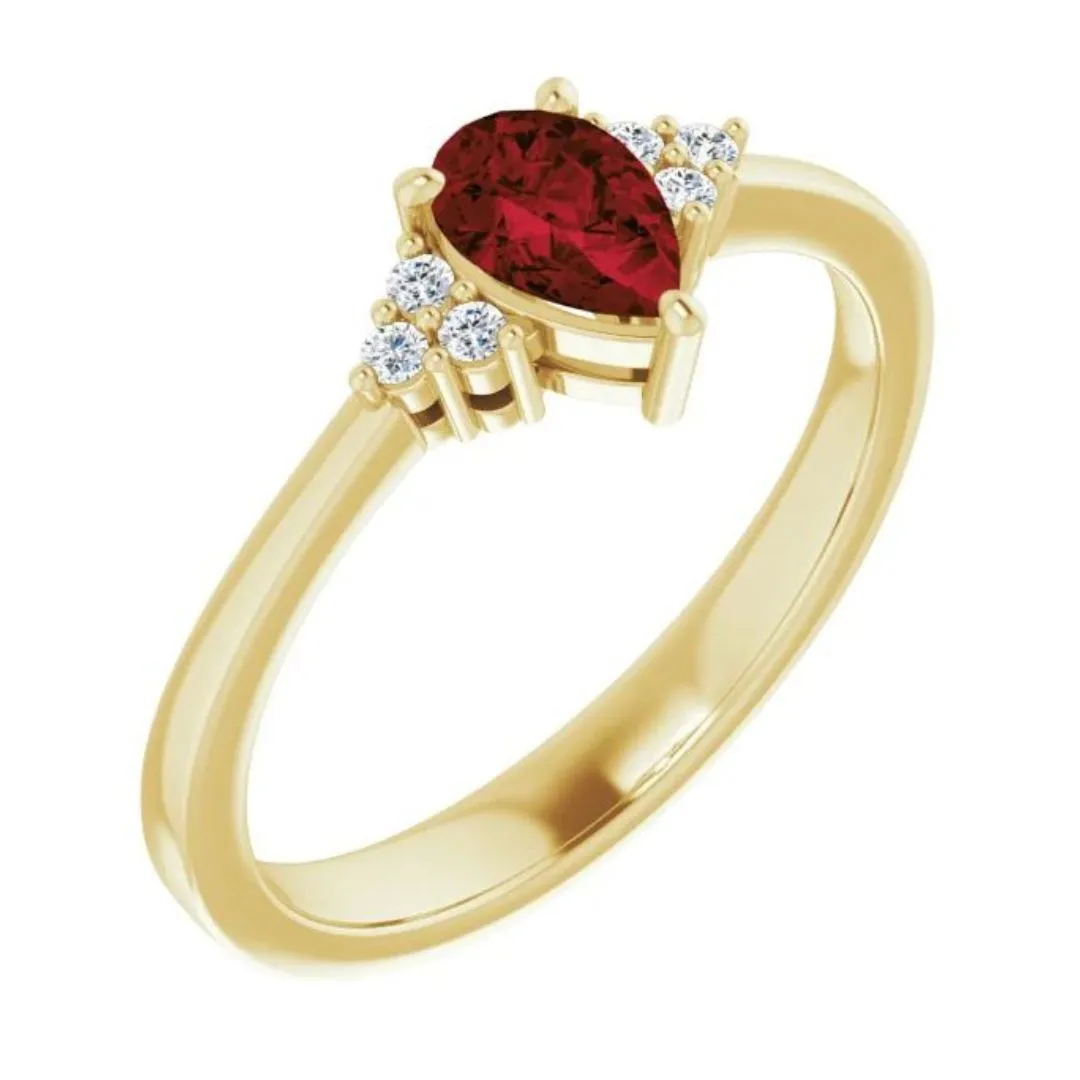 Pear Garnet Ring
