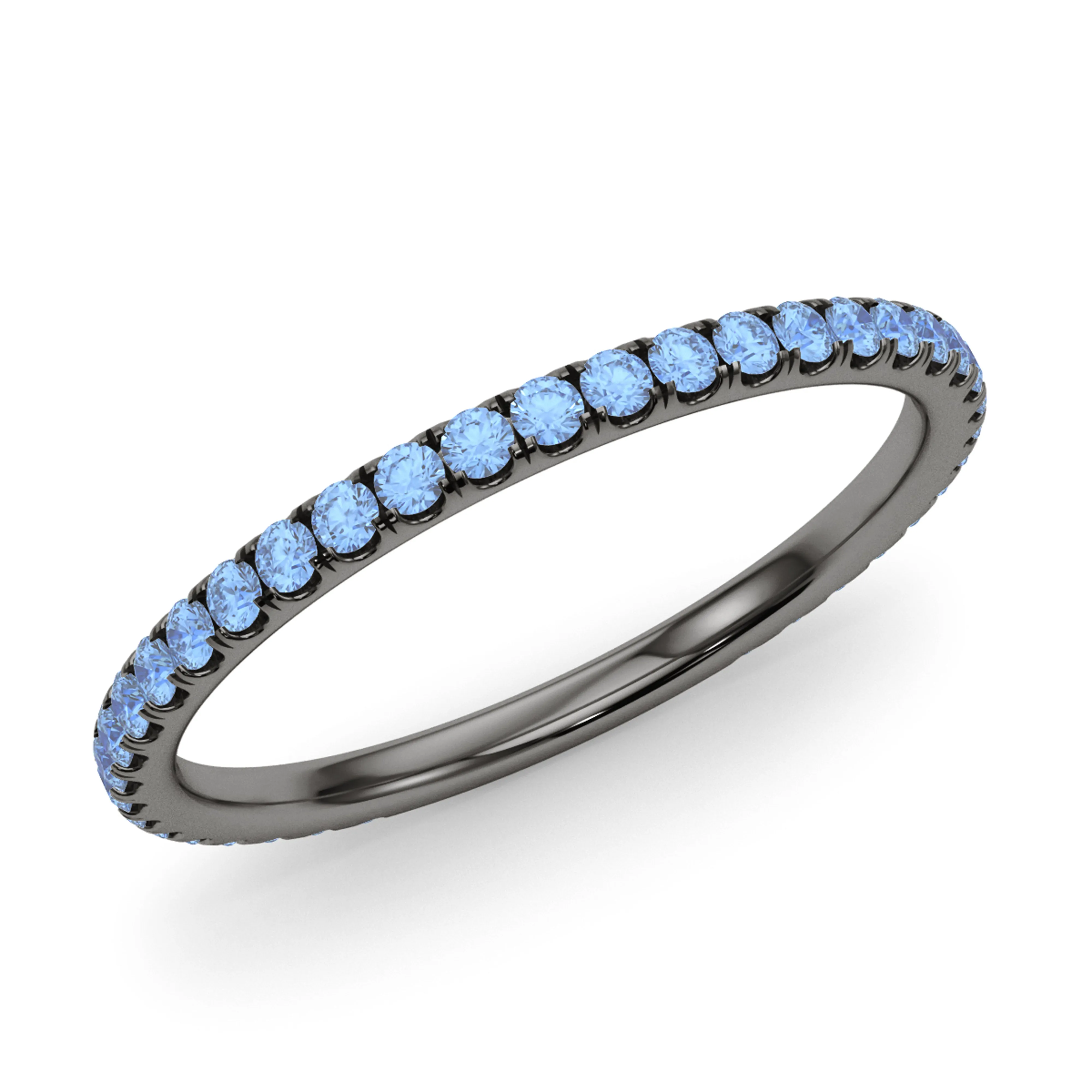 Petite Fancy Blue Diamond Eternity Band
