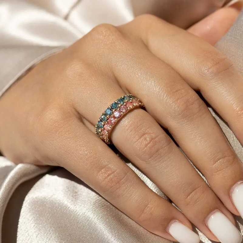 Petite Fancy Blue Diamond Eternity Band