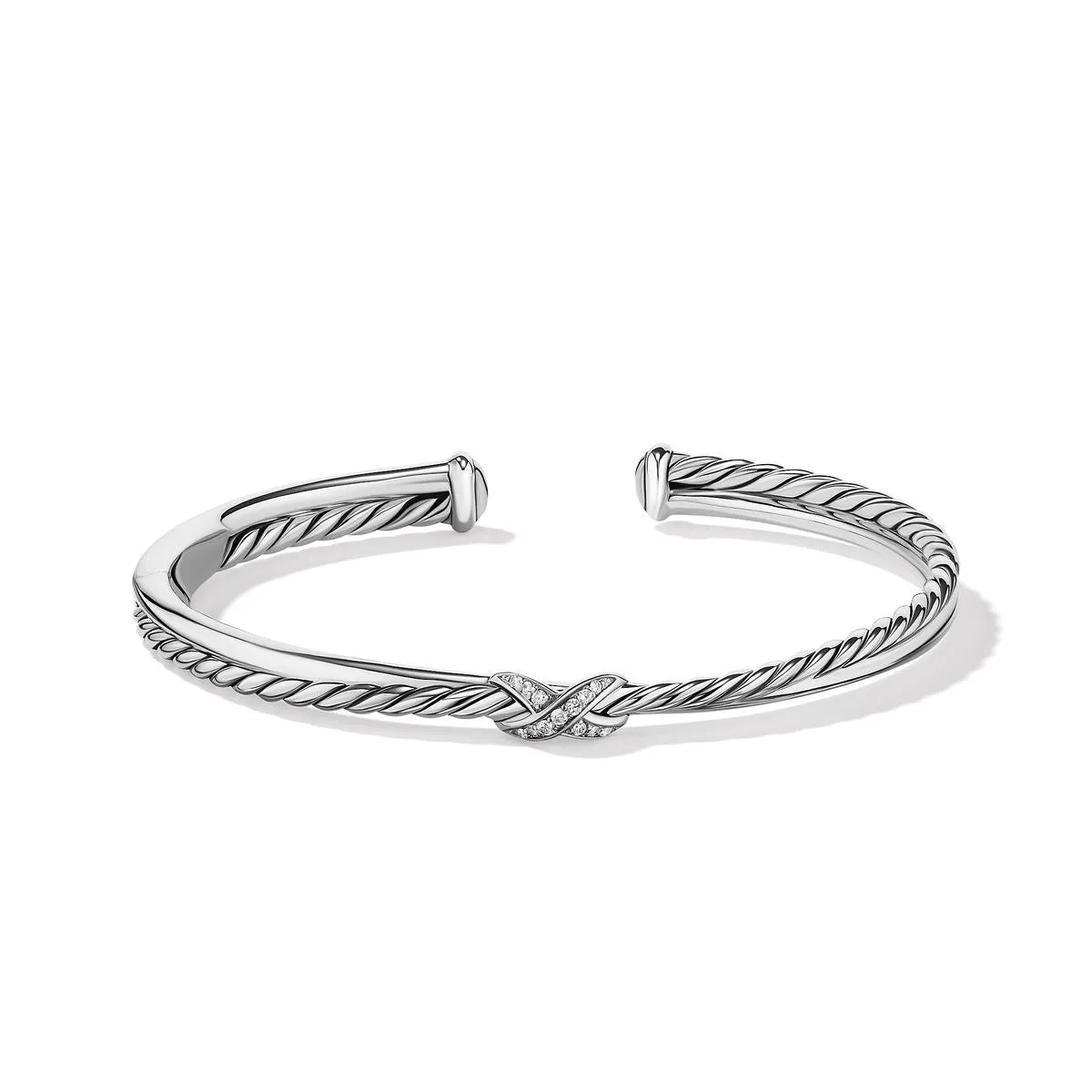 Petite X Center Station Bracelet with Pave Diamonds