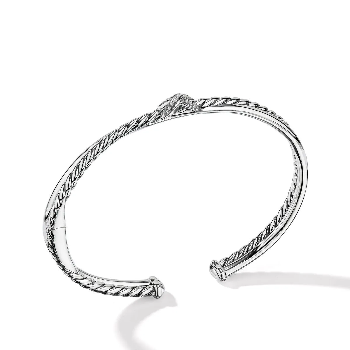 Petite X Center Station Bracelet with Pave Diamonds