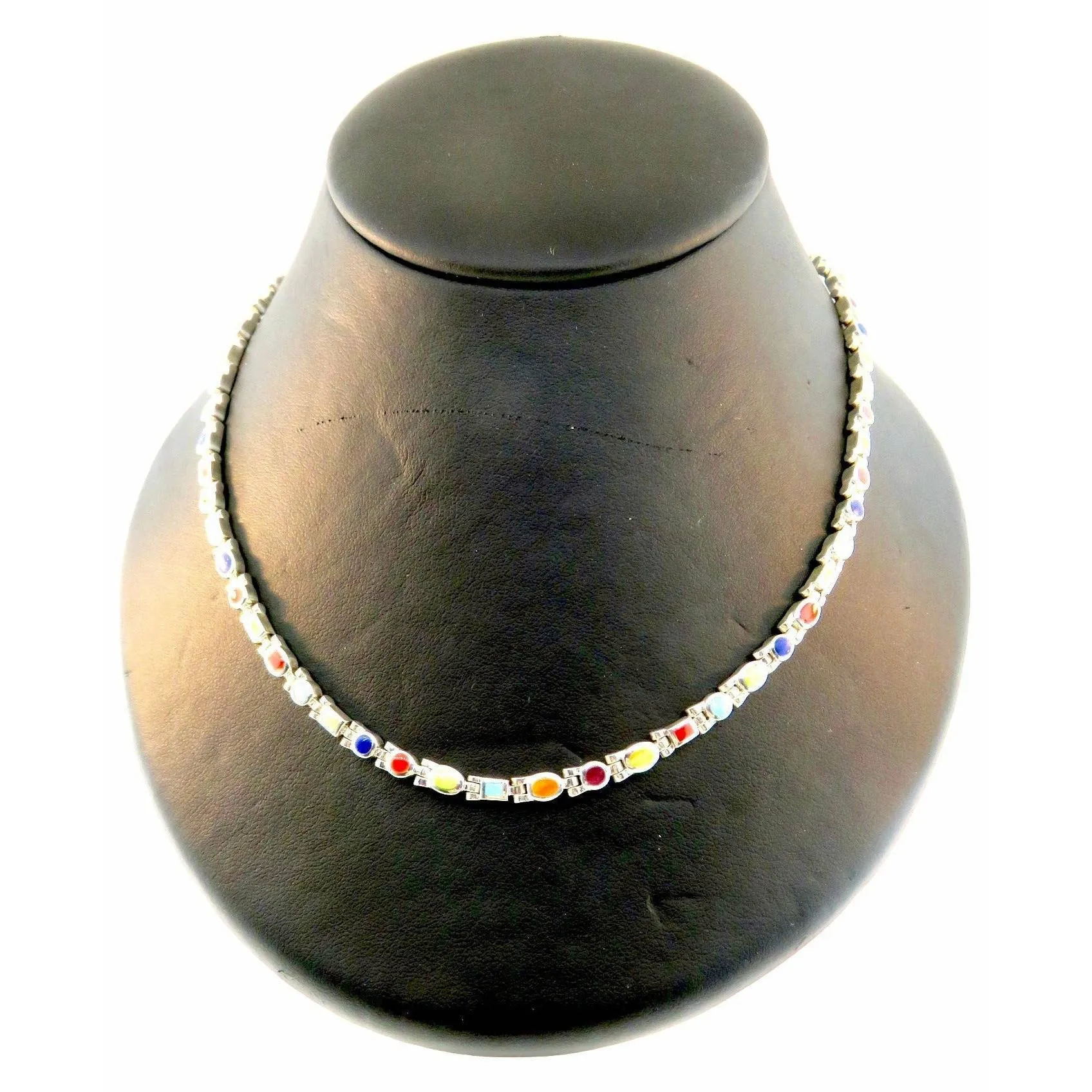 Peyote Bird Multi-Stone  Sectional Inlaid Stone Necklace