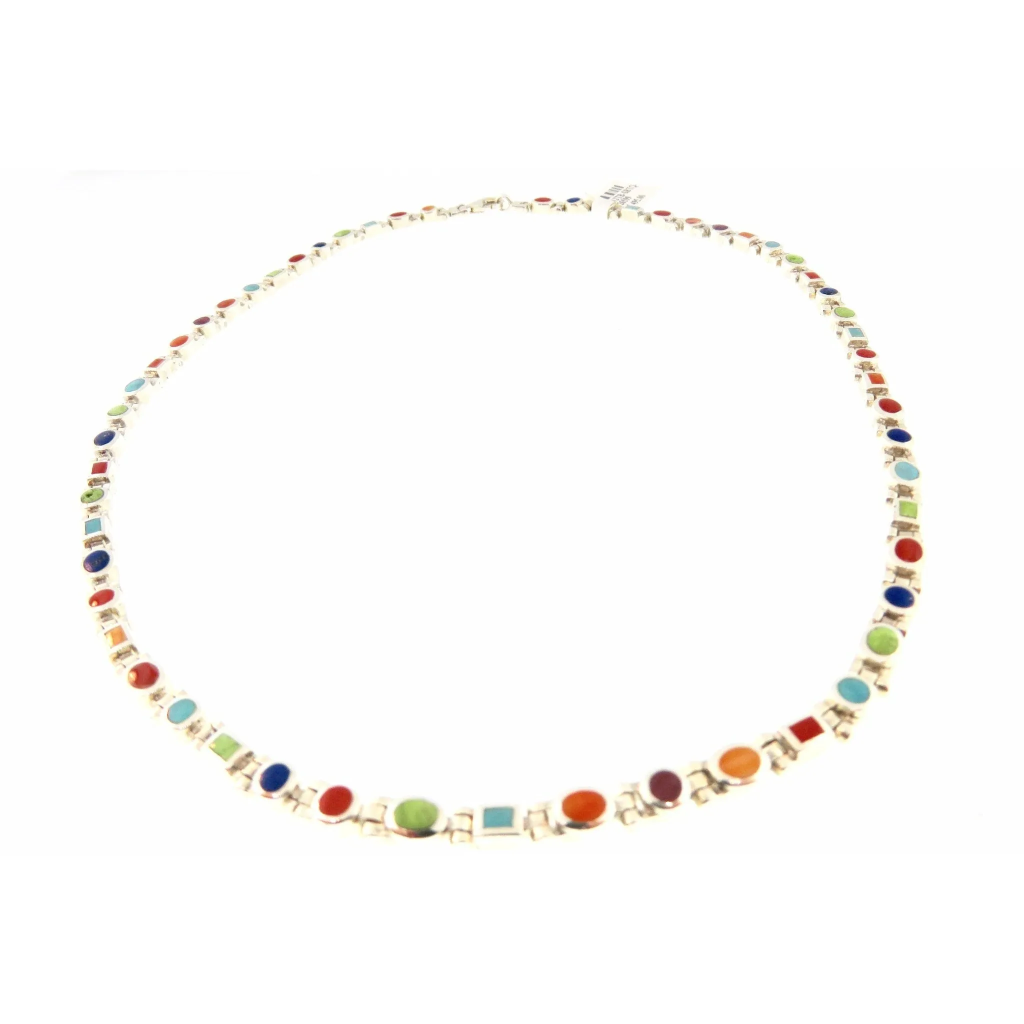 Peyote Bird Multi-Stone  Sectional Inlaid Stone Necklace