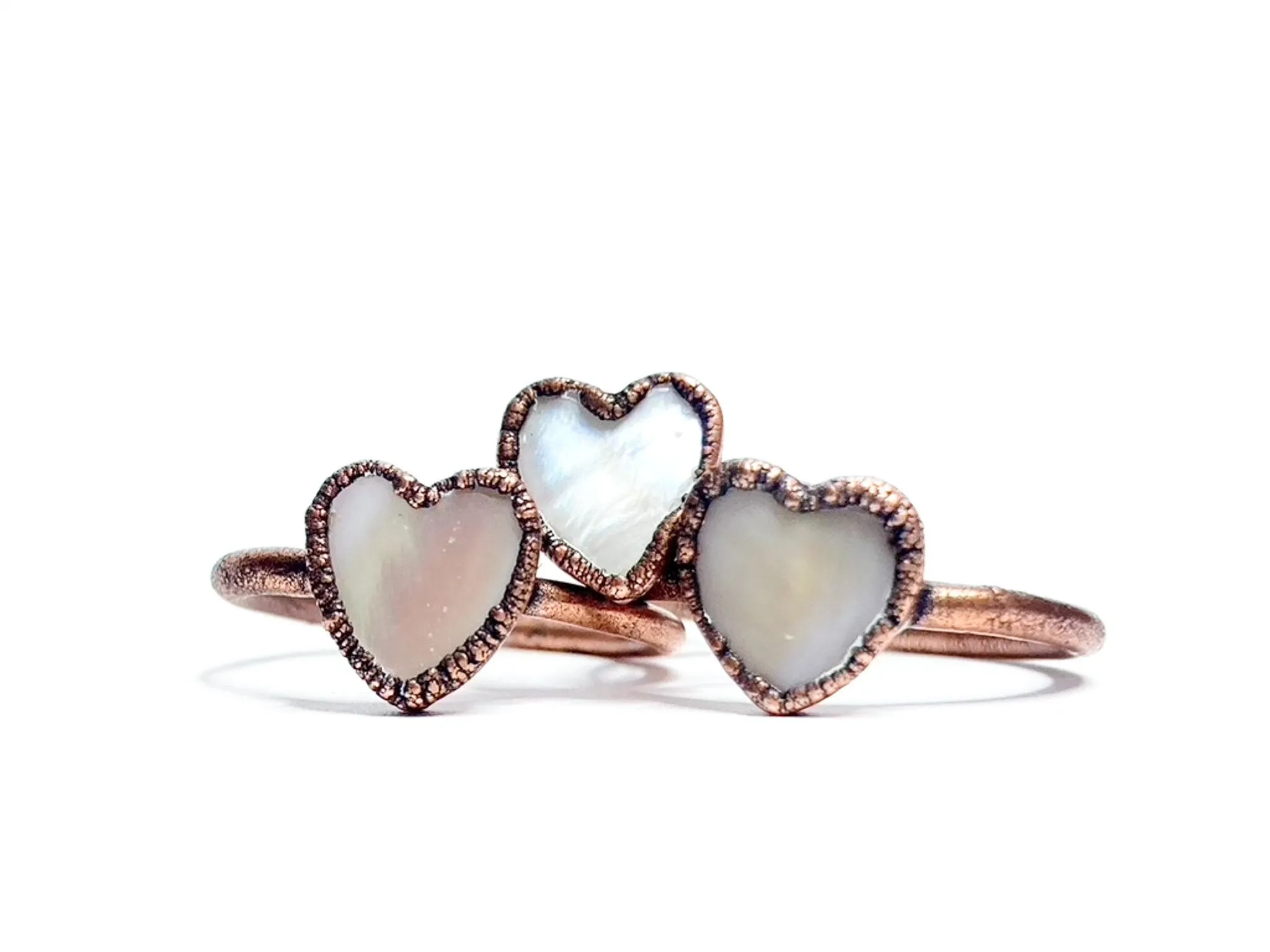 Pink Shell heart ring | Georgia pink river clamshell ring