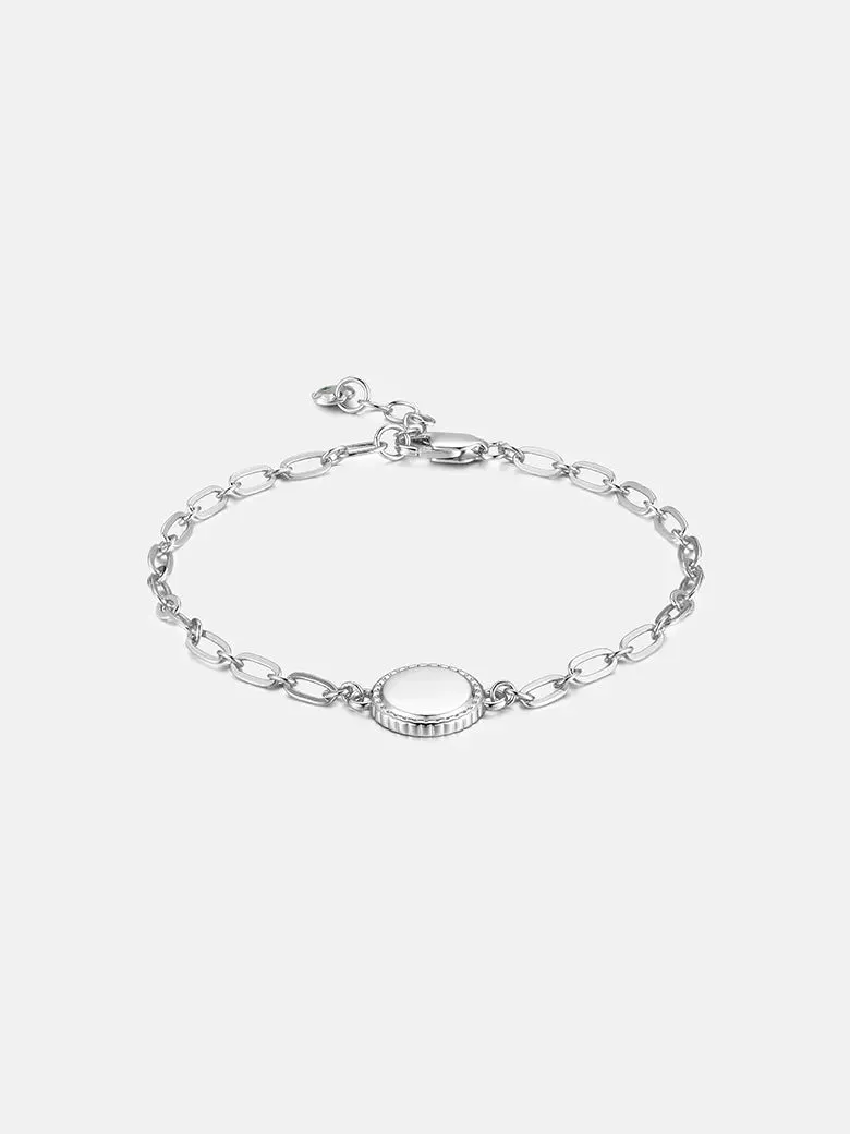 Plate Engravable Silver Paperclip Bracelet