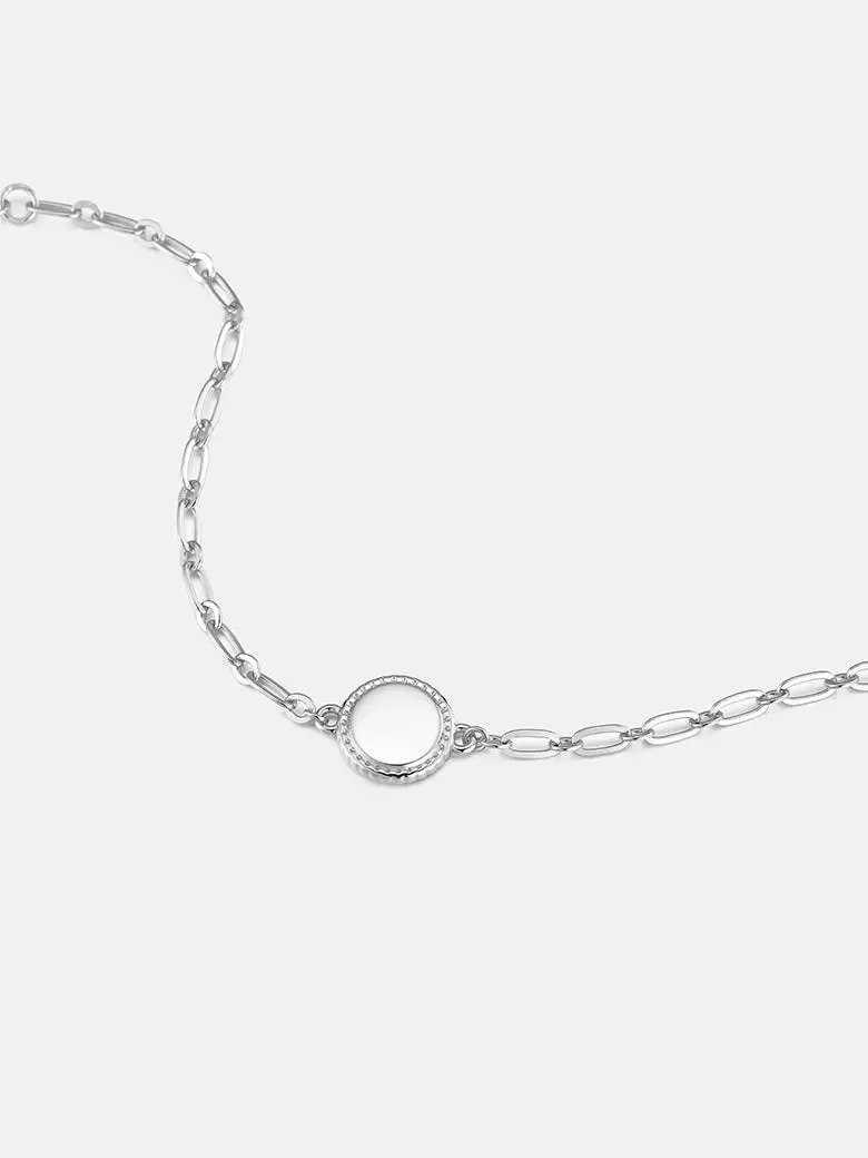 Plate Engravable Silver Paperclip Bracelet