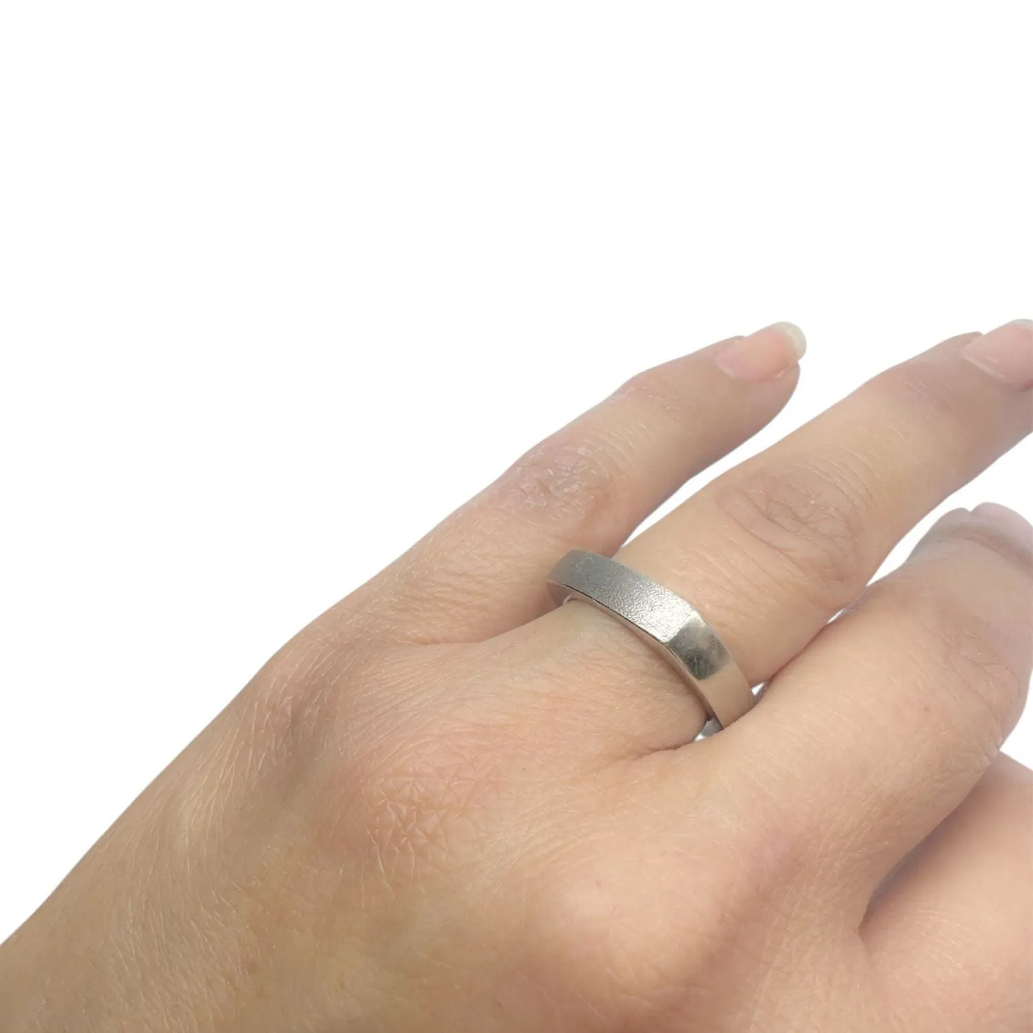 Platinum Solid Square Band Ring