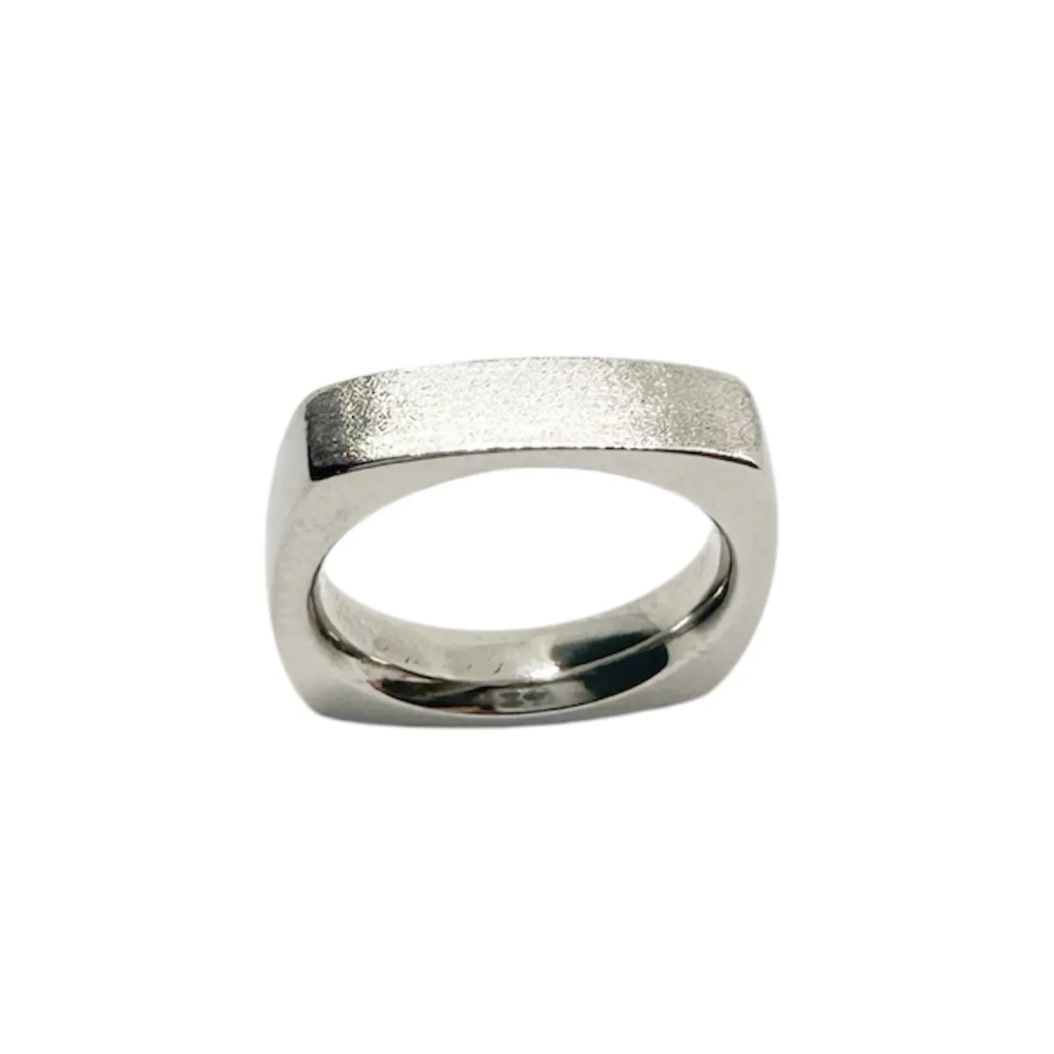 Platinum Solid Square Band Ring