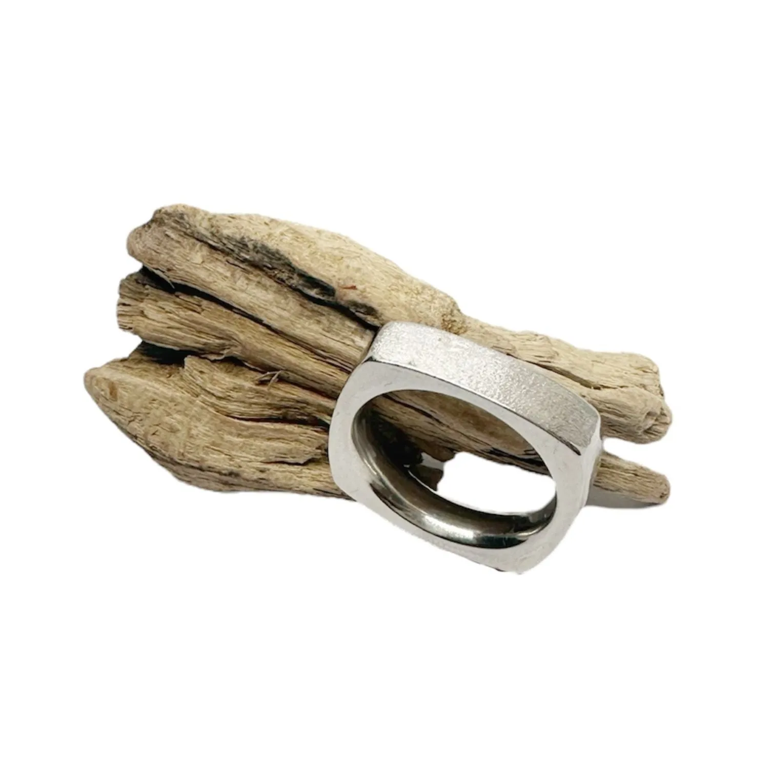 Platinum Solid Square Band Ring