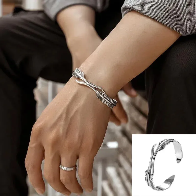 Punk Gold Color Eagle Pattern Bracelet Men Open Adjustable Bangles Male Charm Rock Motorbike Rider Jewelry