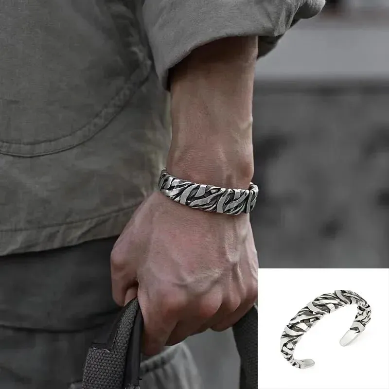 Punk Gold Color Eagle Pattern Bracelet Men Open Adjustable Bangles Male Charm Rock Motorbike Rider Jewelry