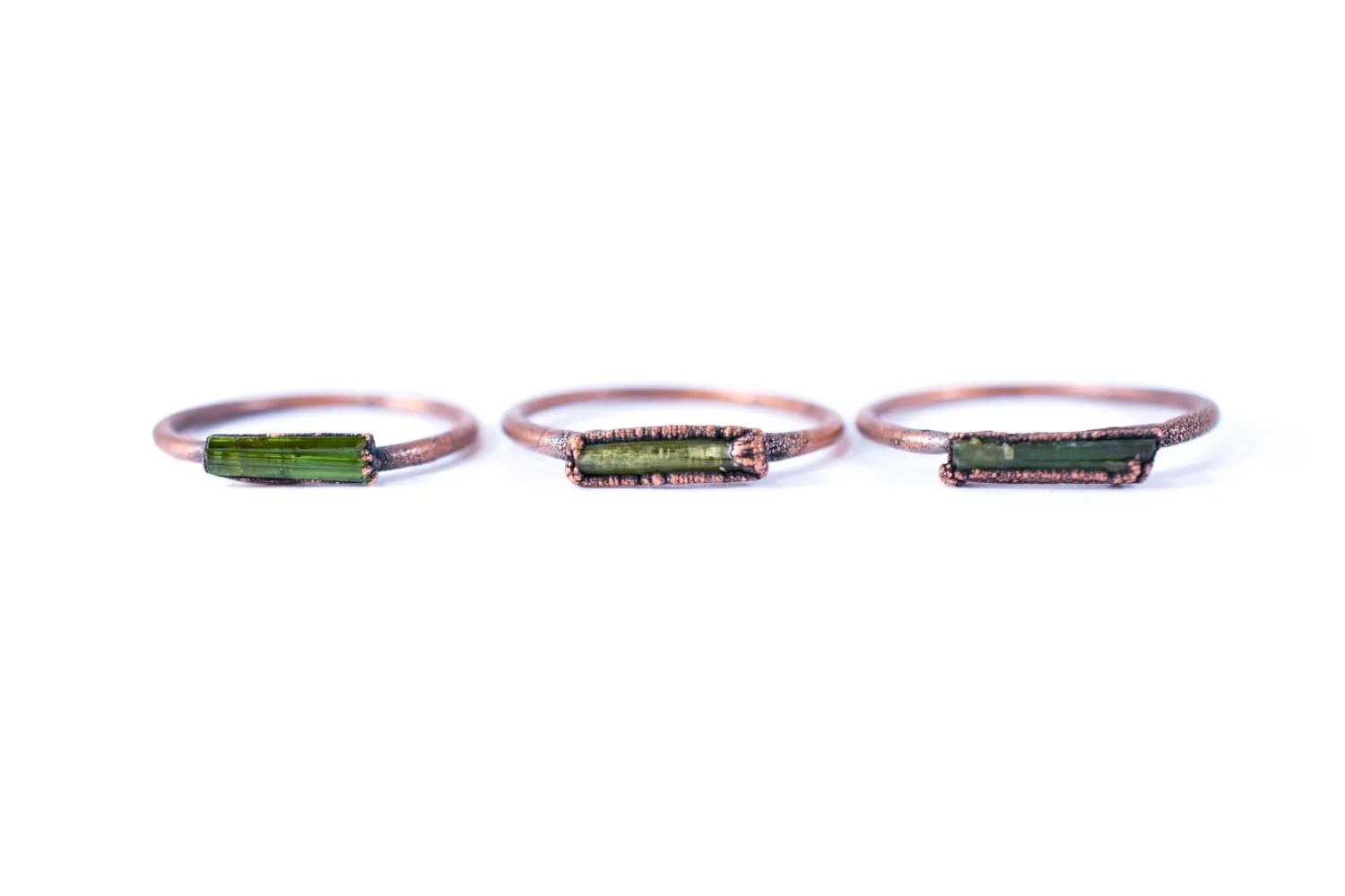 Raw tourmaline ring | Green tourmaline crystal ring