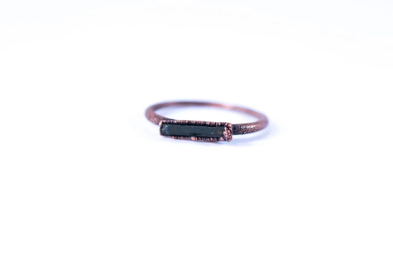 Raw tourmaline ring | Green tourmaline crystal ring