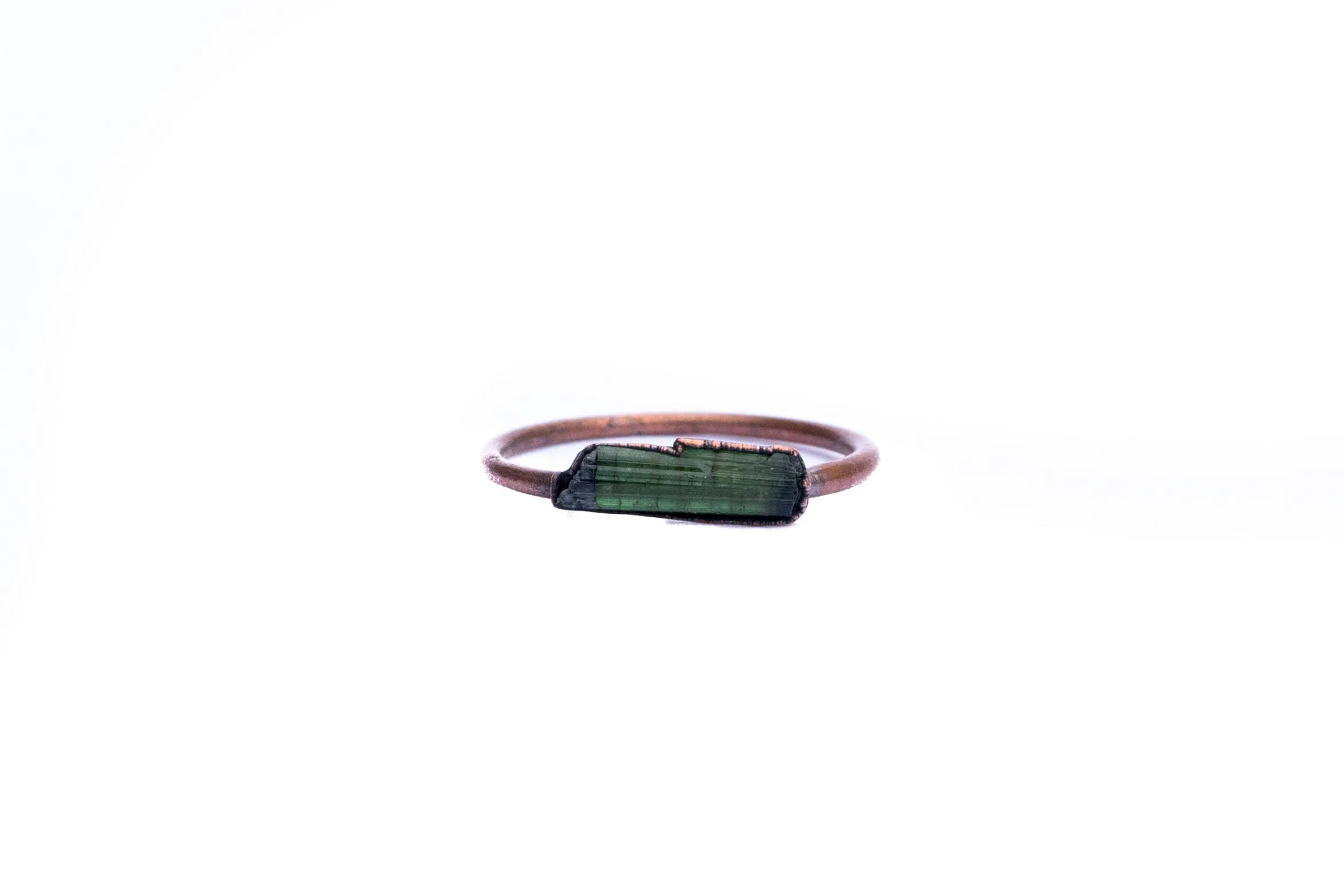 Raw tourmaline ring | Green tourmaline crystal ring
