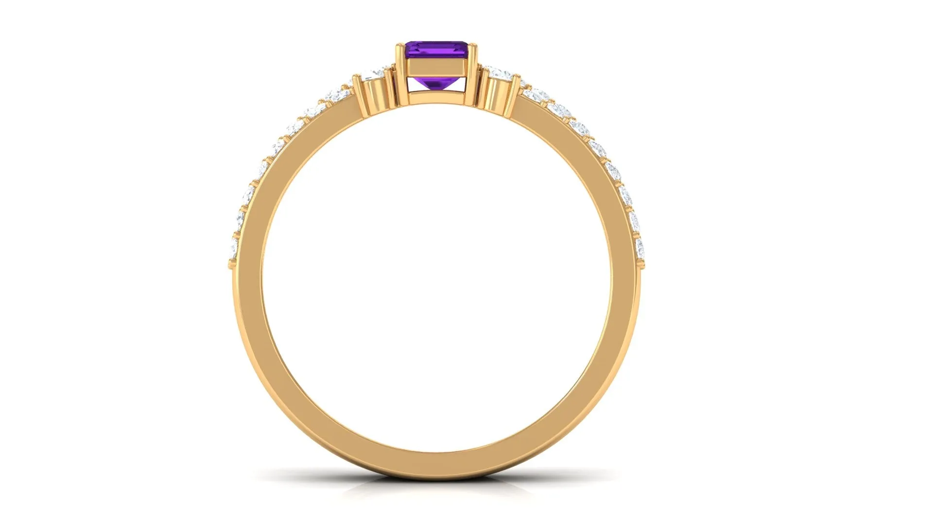 Real Amethyst and Diamond Solitaire Ring Set
