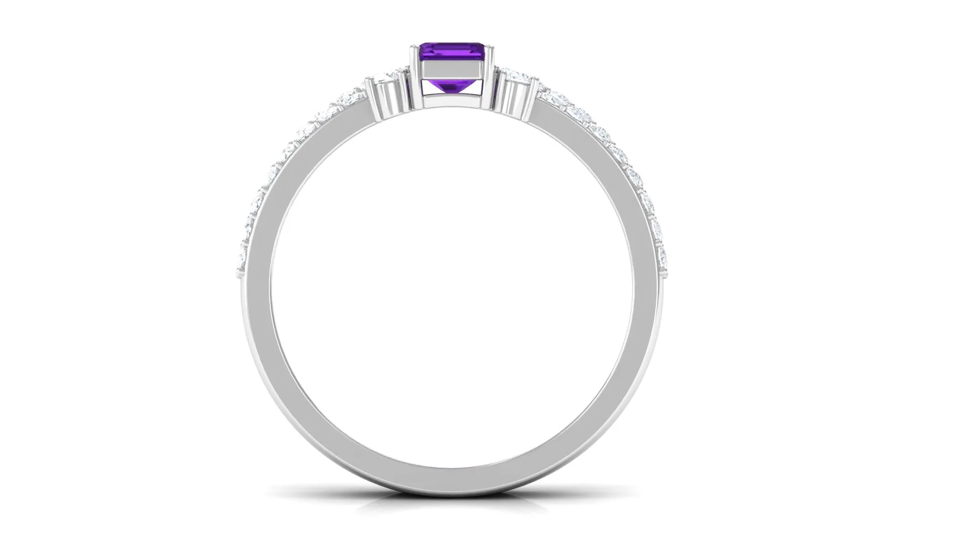 Real Amethyst and Diamond Solitaire Ring Set