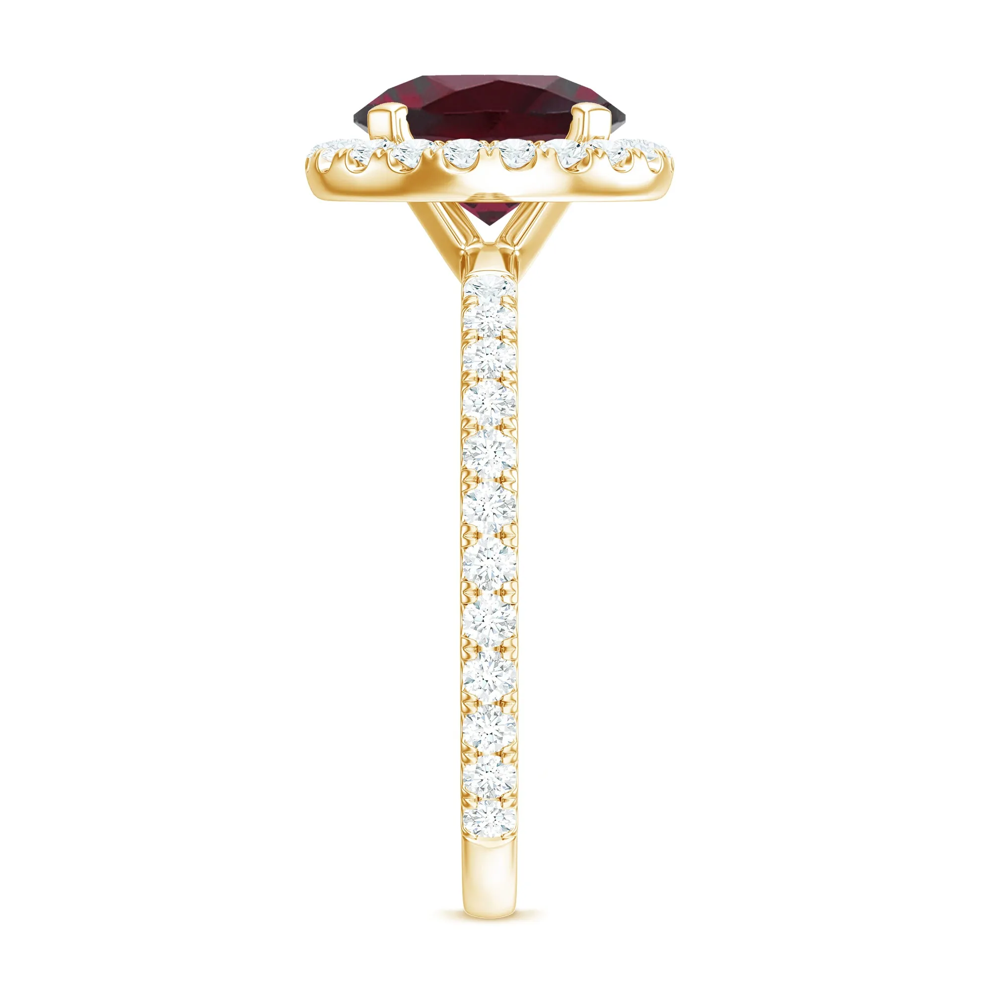 Real Rhodolite Halo Engagement Ring with Moissanite