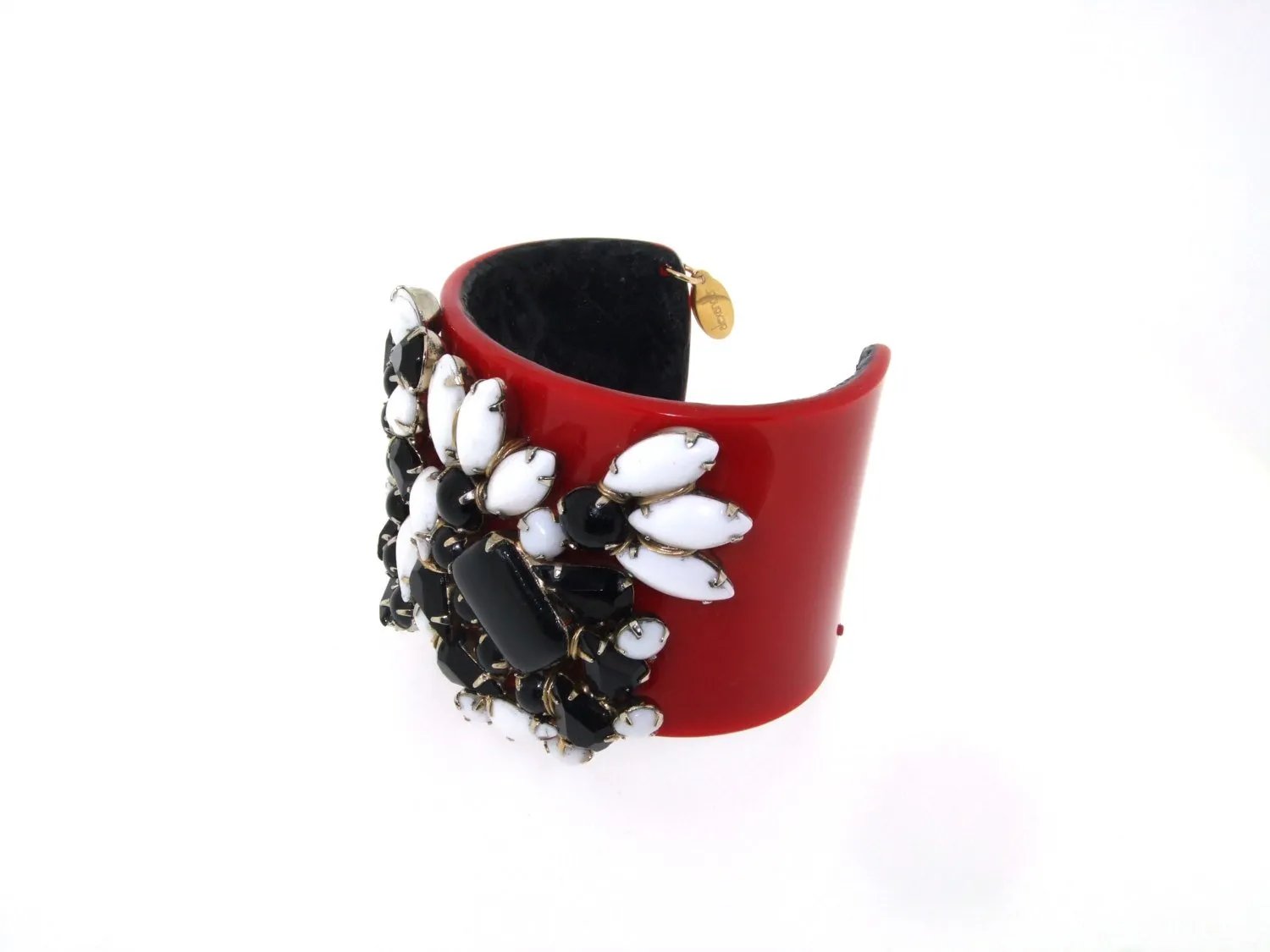 Red Black and White Vintage Bracelet by Katherine Alexander