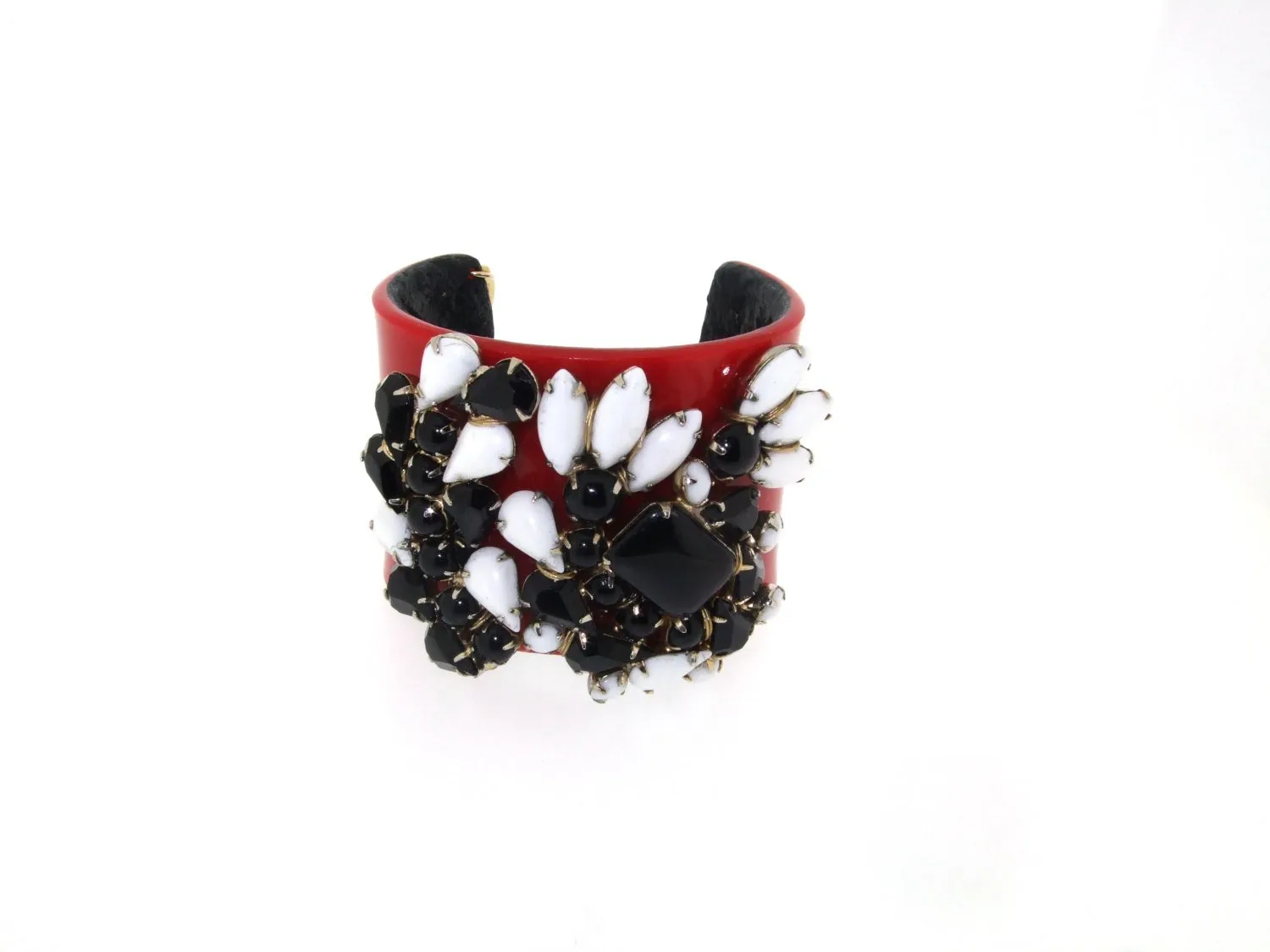Red Black and White Vintage Bracelet by Katherine Alexander