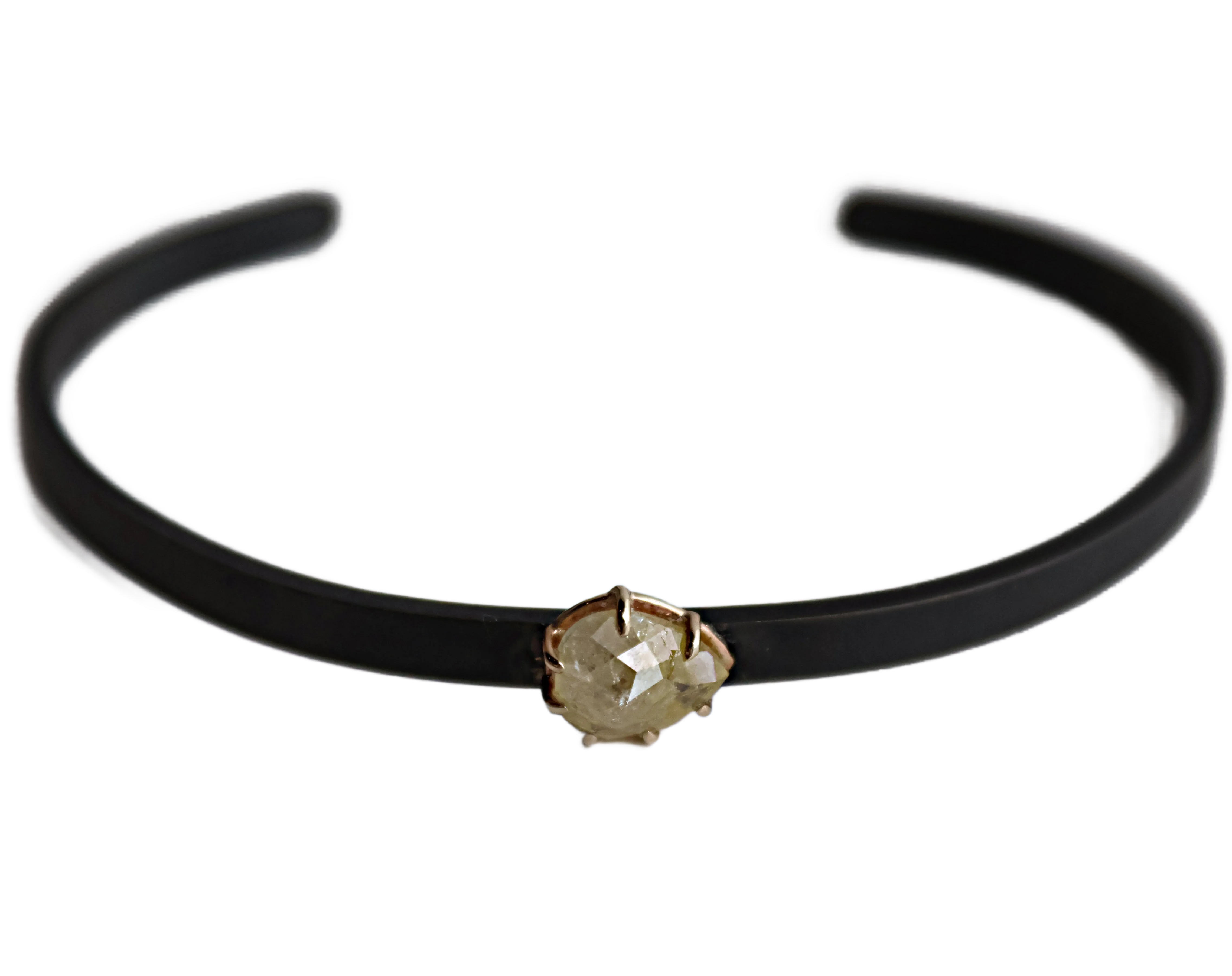 Rhodium Plated Raw Diamond Cuff