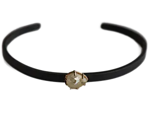 Rhodium Plated Raw Diamond Cuff