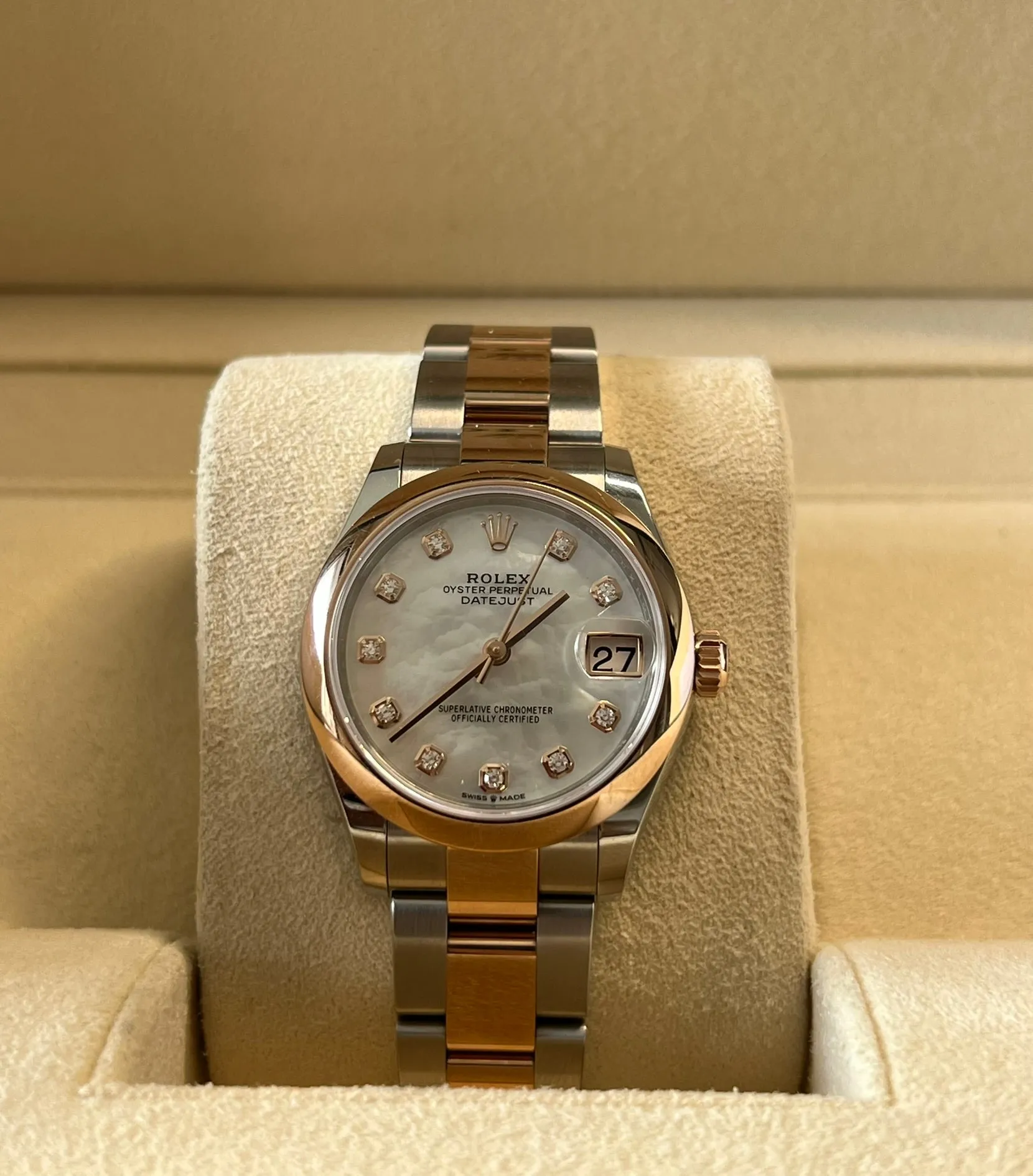 Rolex - Pre-owned Two Tone Rose Gold Datejust 31mm Mother of Pearl (MOP) Diamond Dial Oyster Bracelet 278241