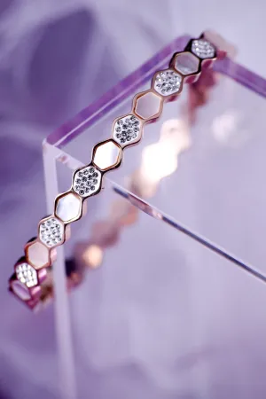 Rose Gold Plated Bangle with Mother of Pearls and Zircon