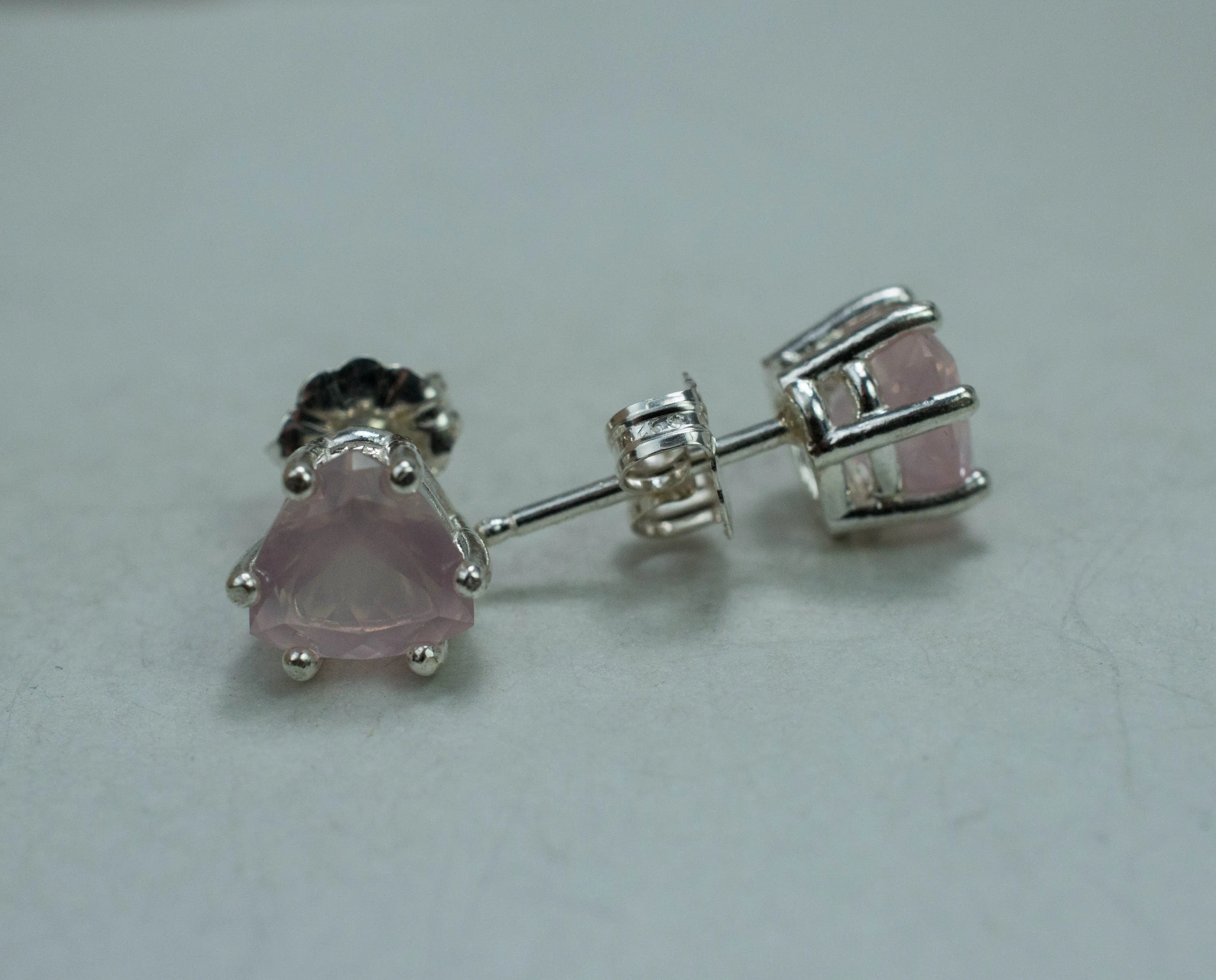 Rose Quartz Earrings; Natural Untreated Brazil Rose Quartz; 1.960cts