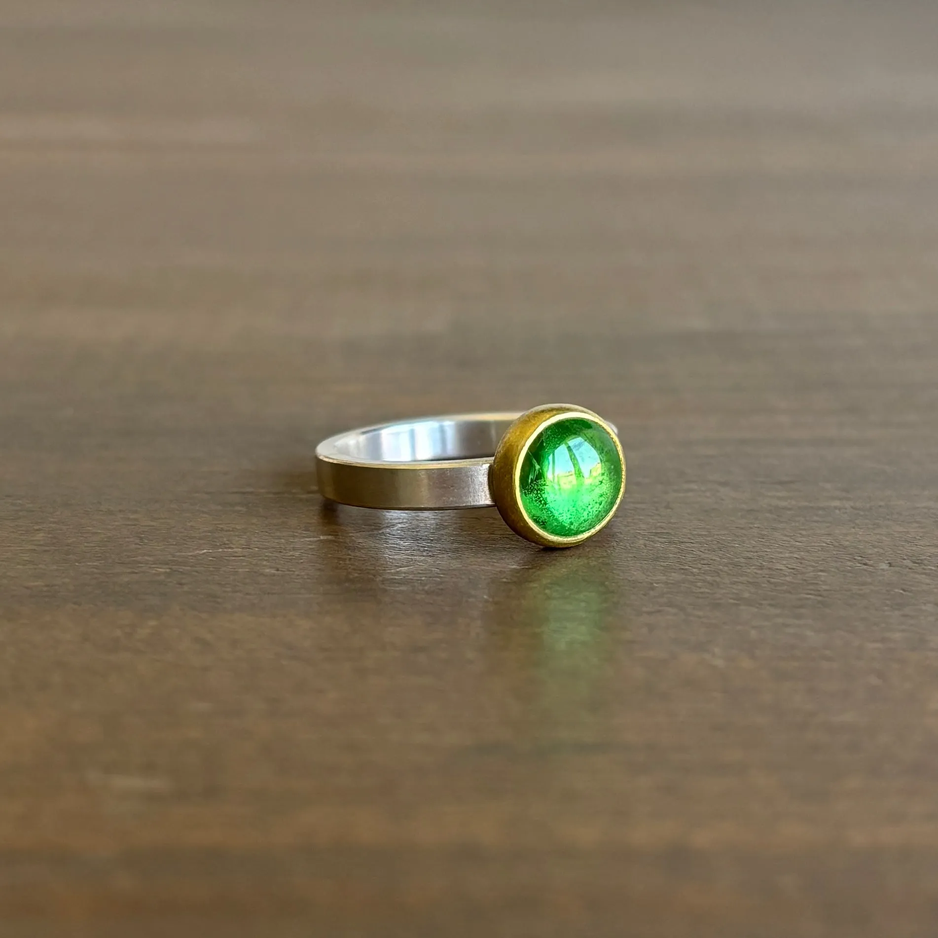 Round Green Tsavorite Garnet Ring