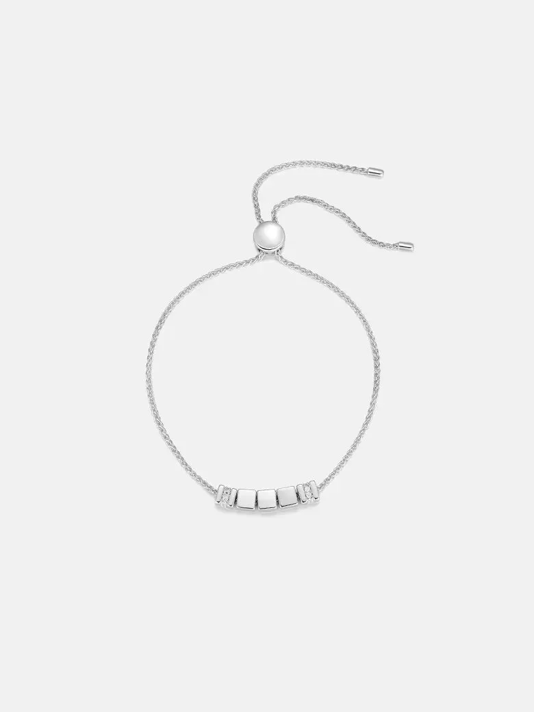 Silver Dice Engravable Friendship Bracelet