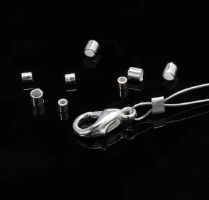 Silver End Cap, Crimp End Caps, Cord End Tips, Chain Clasps, Bracelet Necklace Anklet Charm Gemstone Pearl Wood Pendant Jewelry Making