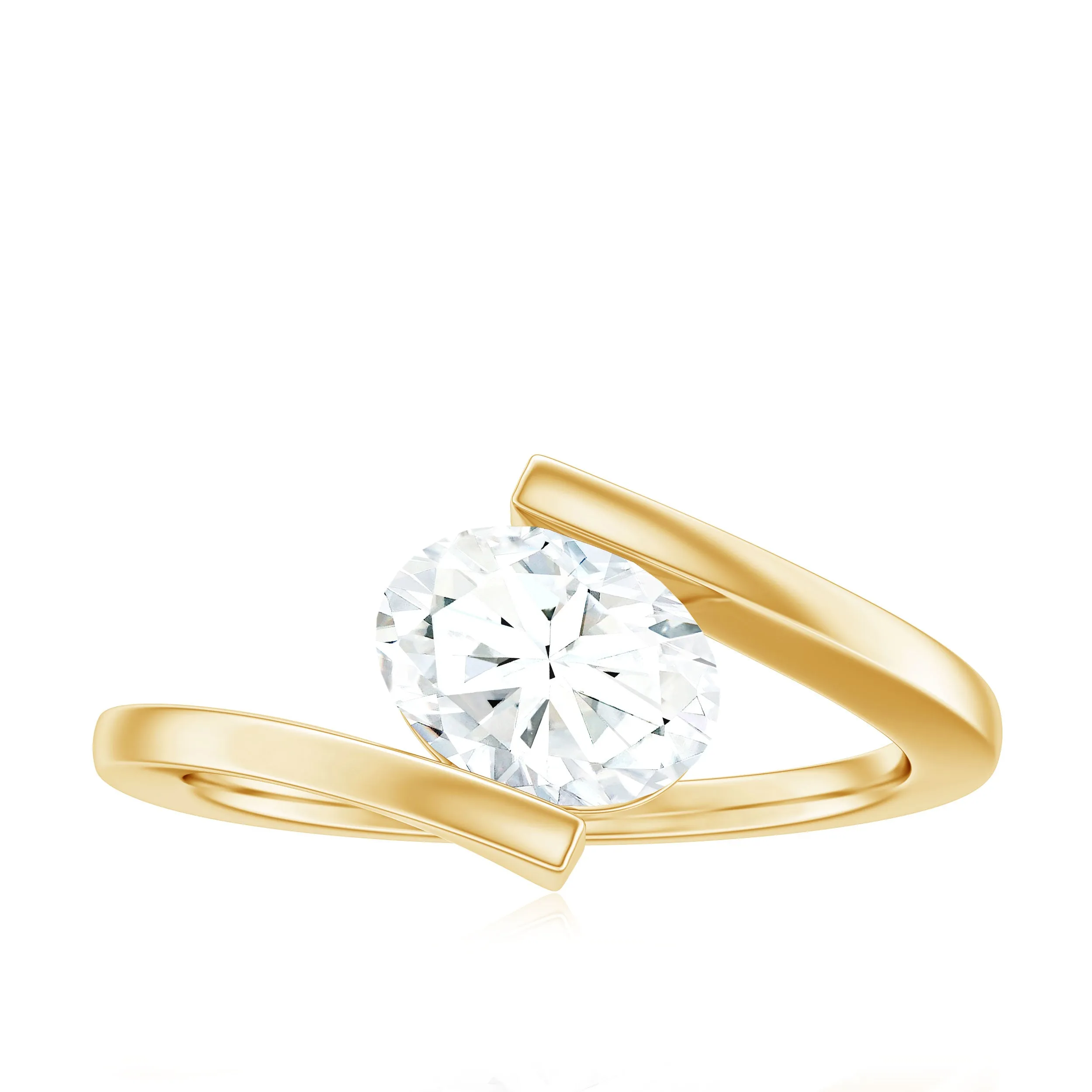 Simple Oval Shape Lab Grown Diamond Solitaire Bypass Ring