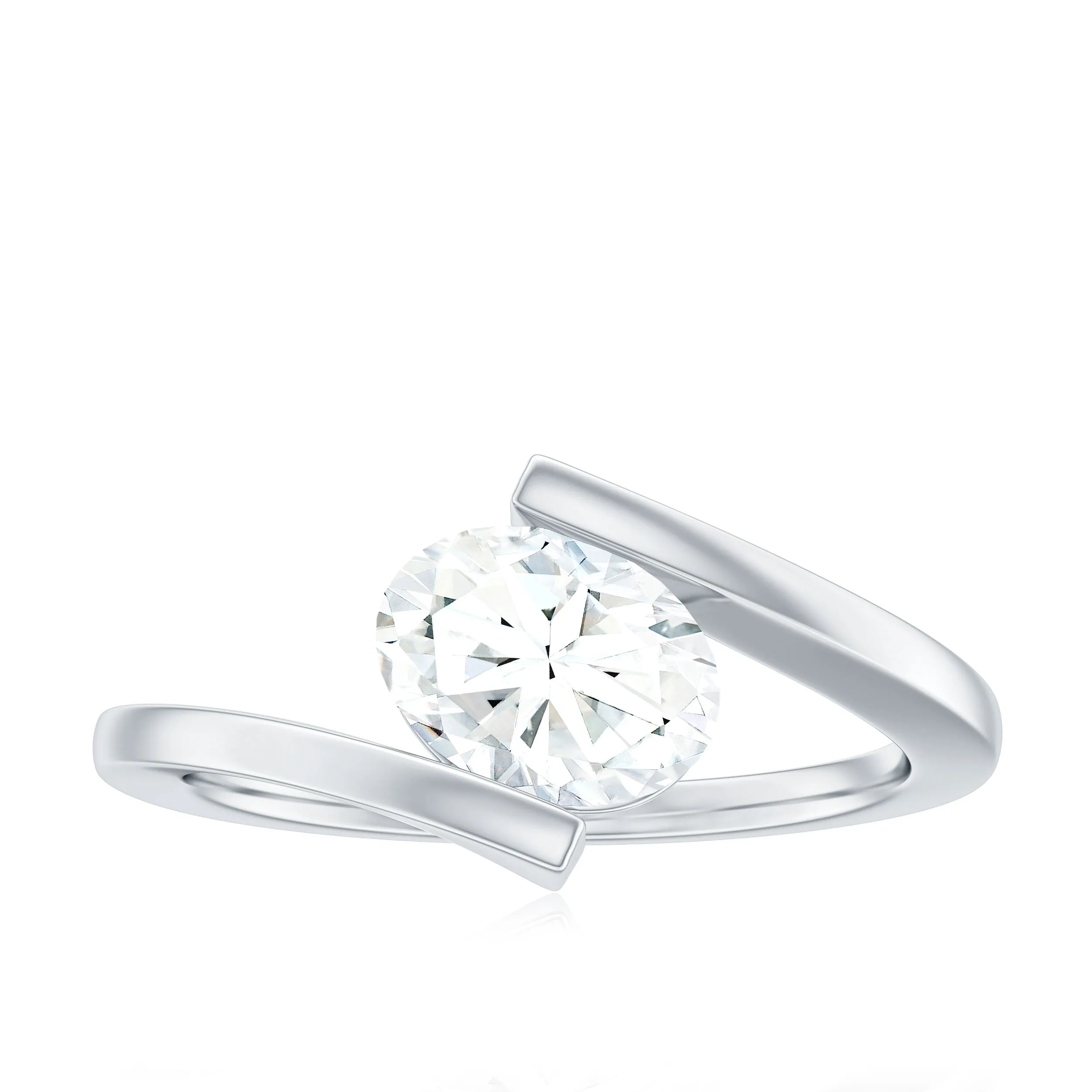 Simple Oval Shape Lab Grown Diamond Solitaire Bypass Ring