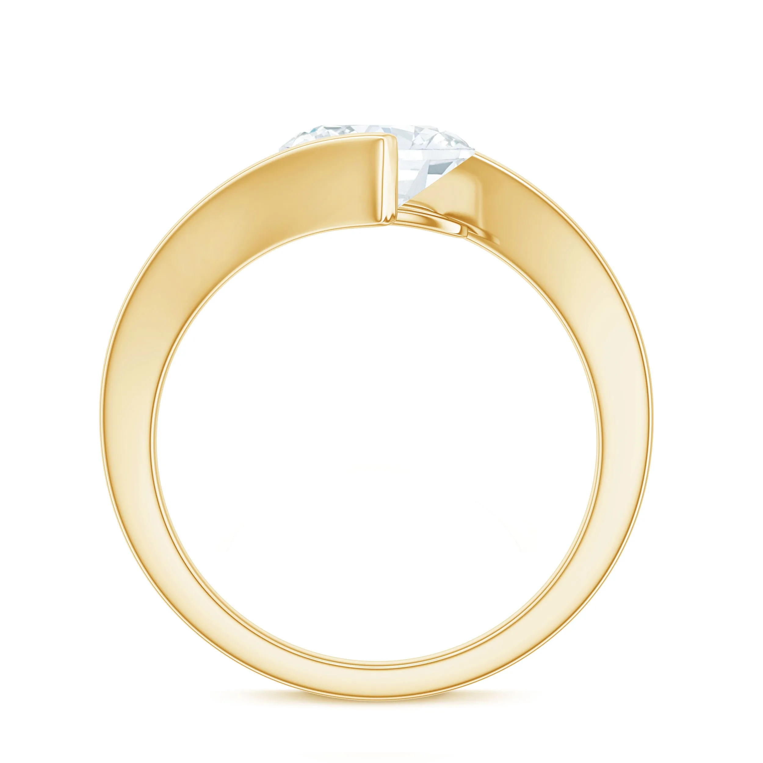 Simple Oval Shape Lab Grown Diamond Solitaire Bypass Ring