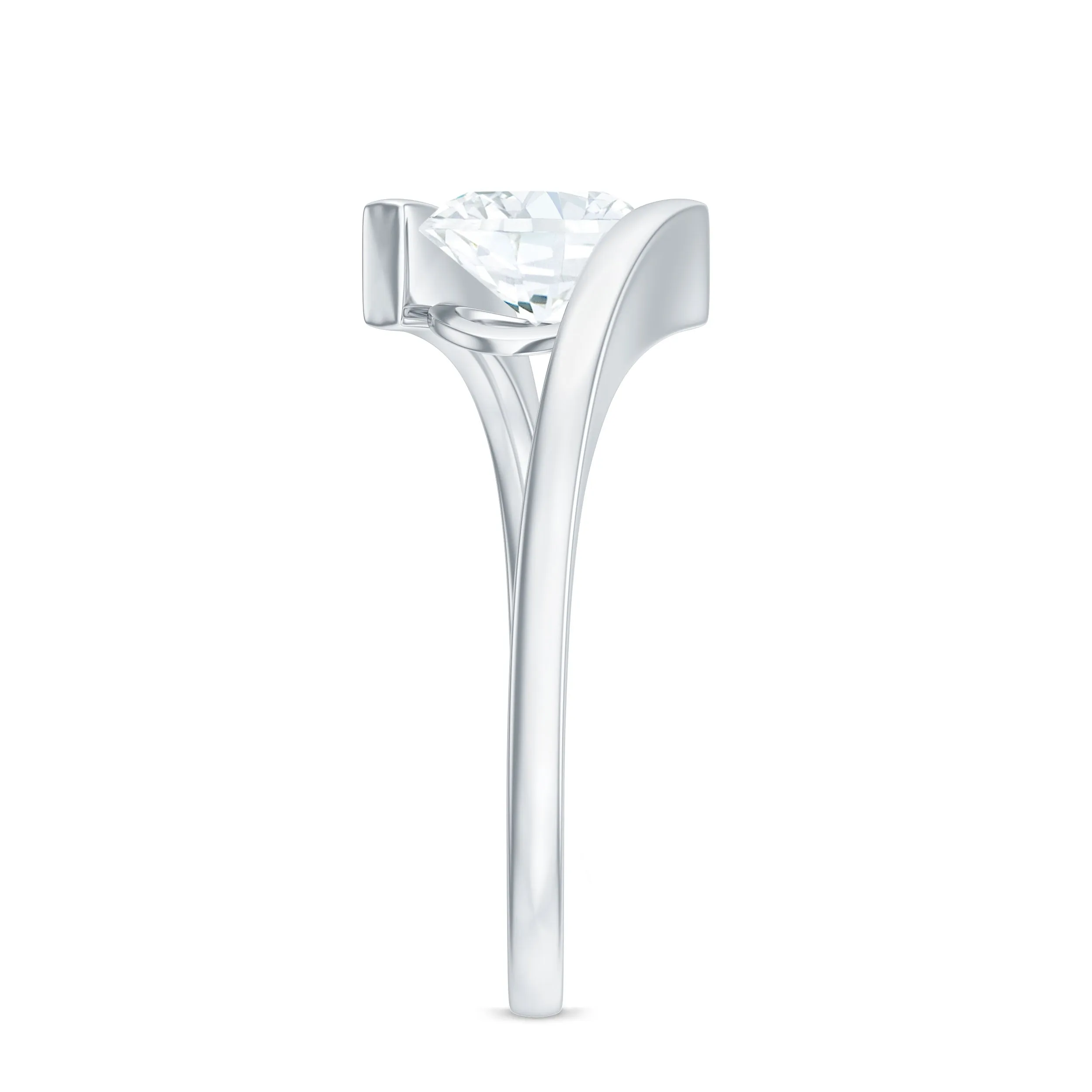 Simple Oval Shape Lab Grown Diamond Solitaire Bypass Ring