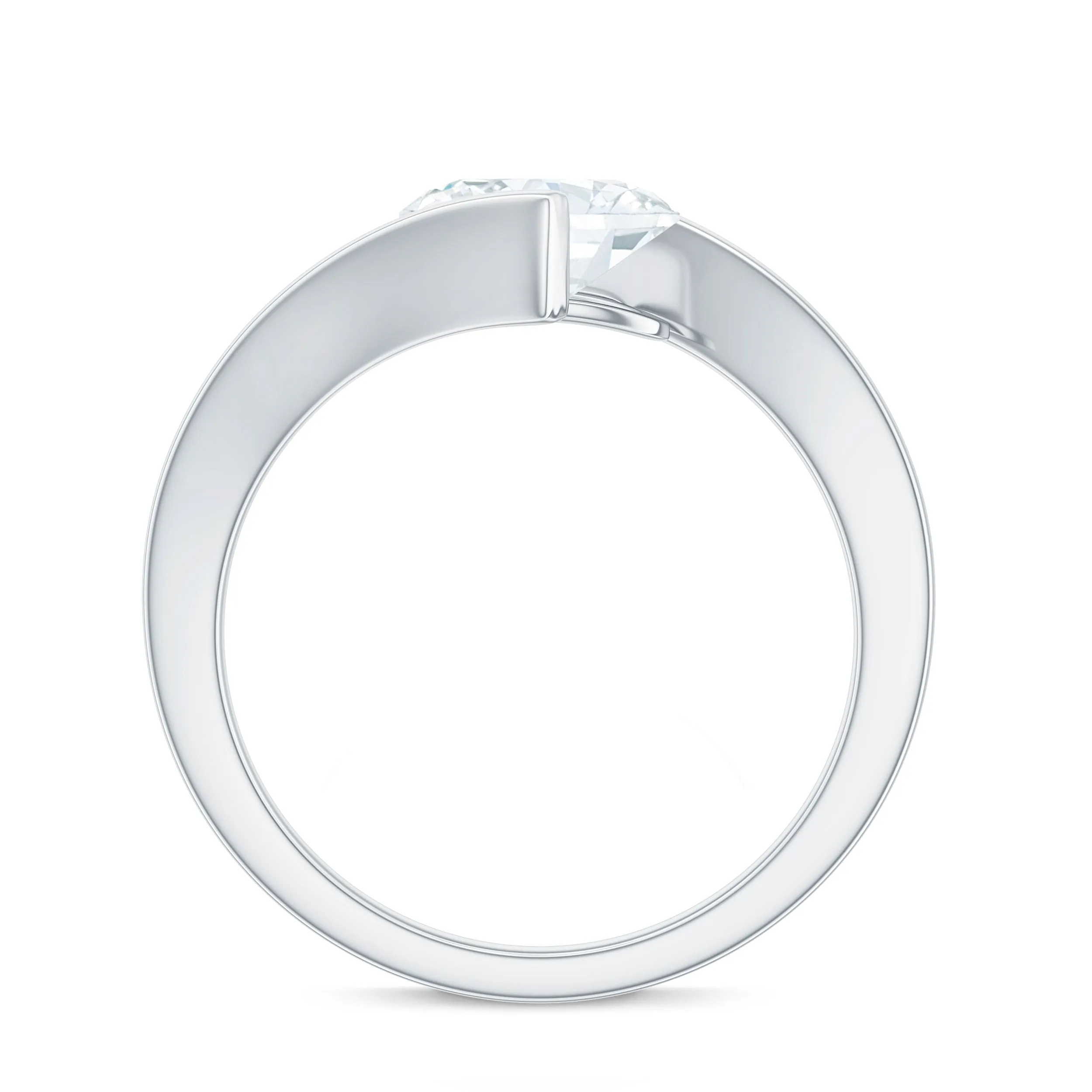 Simple Oval Shape Lab Grown Diamond Solitaire Bypass Ring