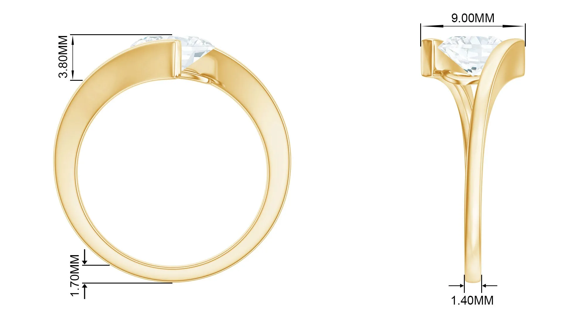 Simple Oval Shape Lab Grown Diamond Solitaire Bypass Ring
