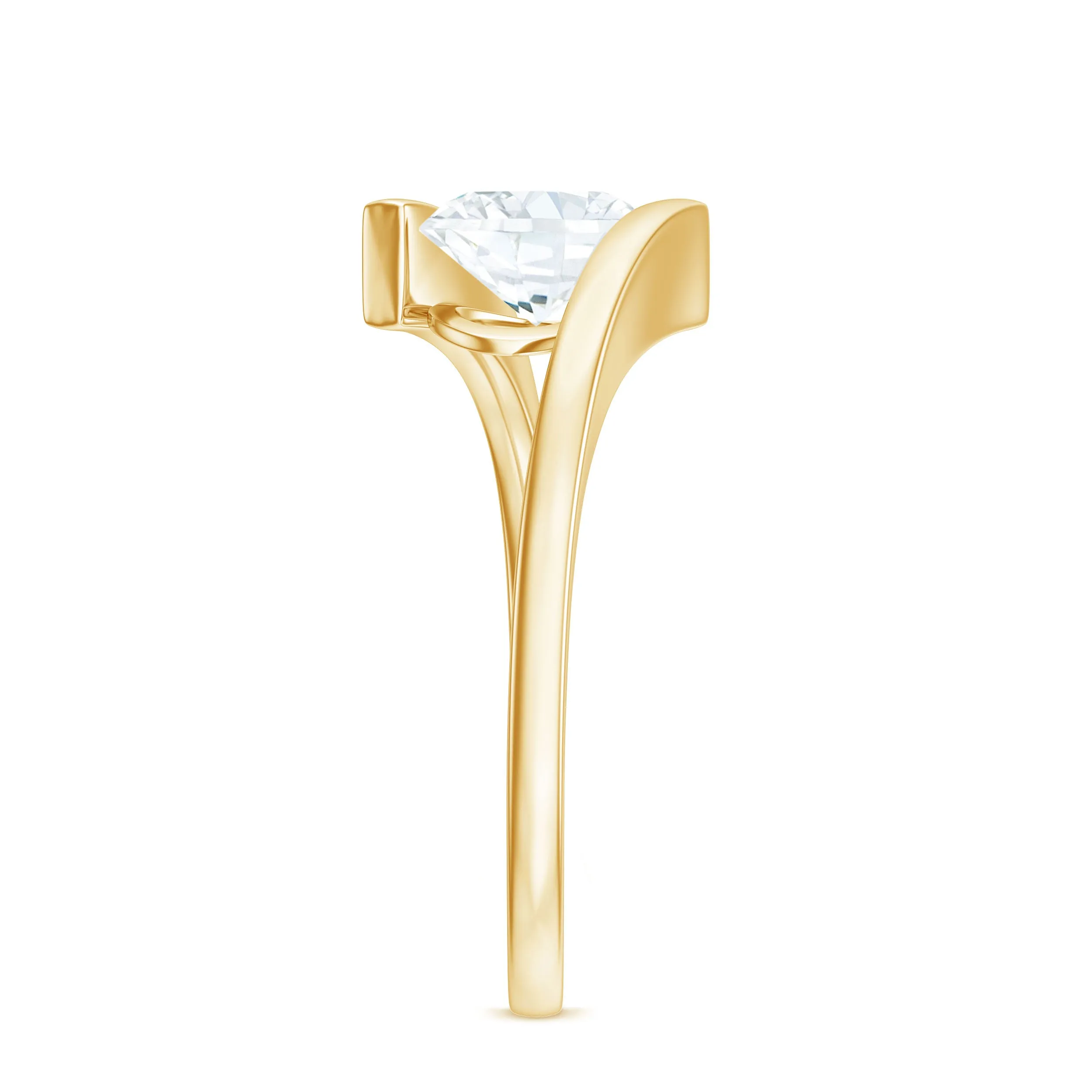 Simple Oval Shape Lab Grown Diamond Solitaire Bypass Ring