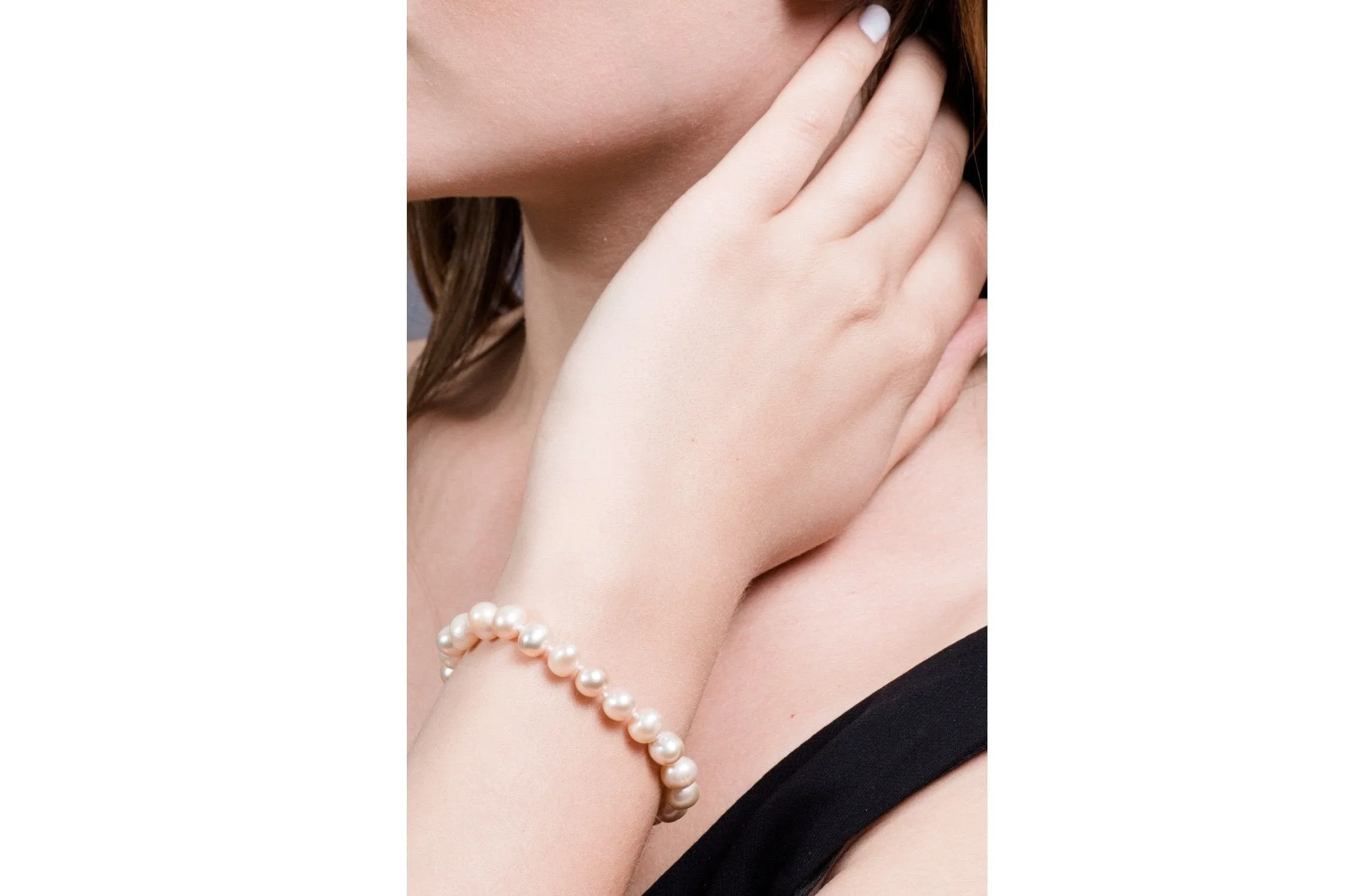Single Strand Peach Freshwater Pearl Bracelet 8mm