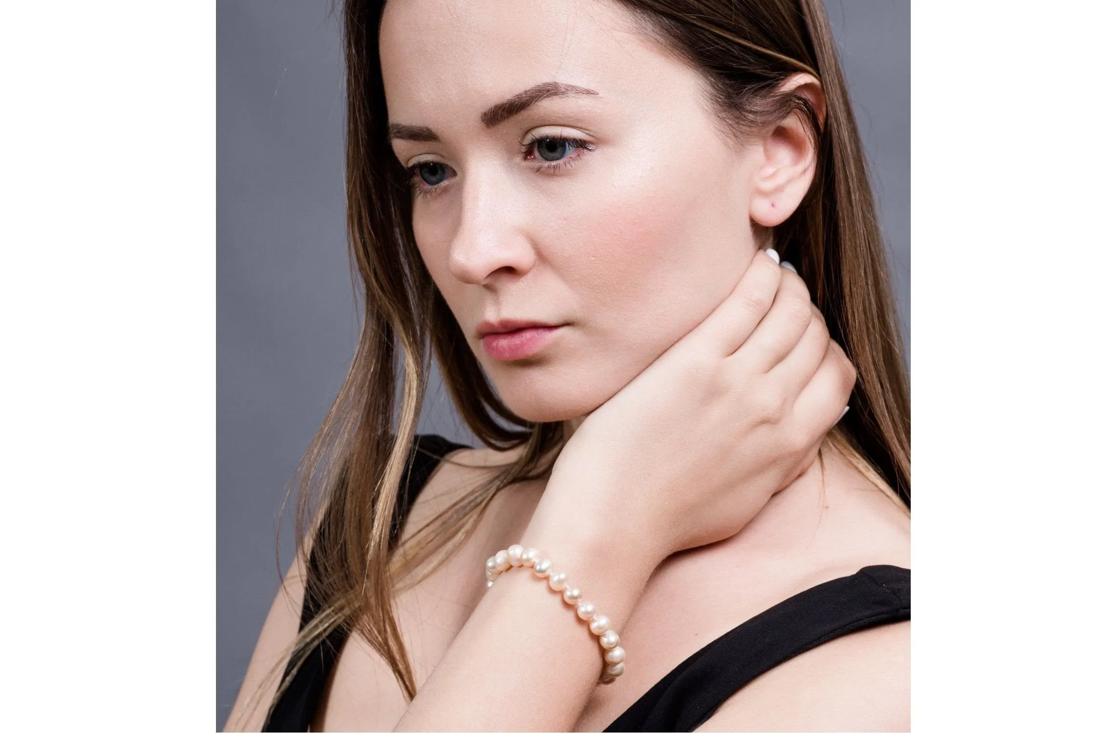 Single Strand Peach Freshwater Pearl Bracelet 8mm