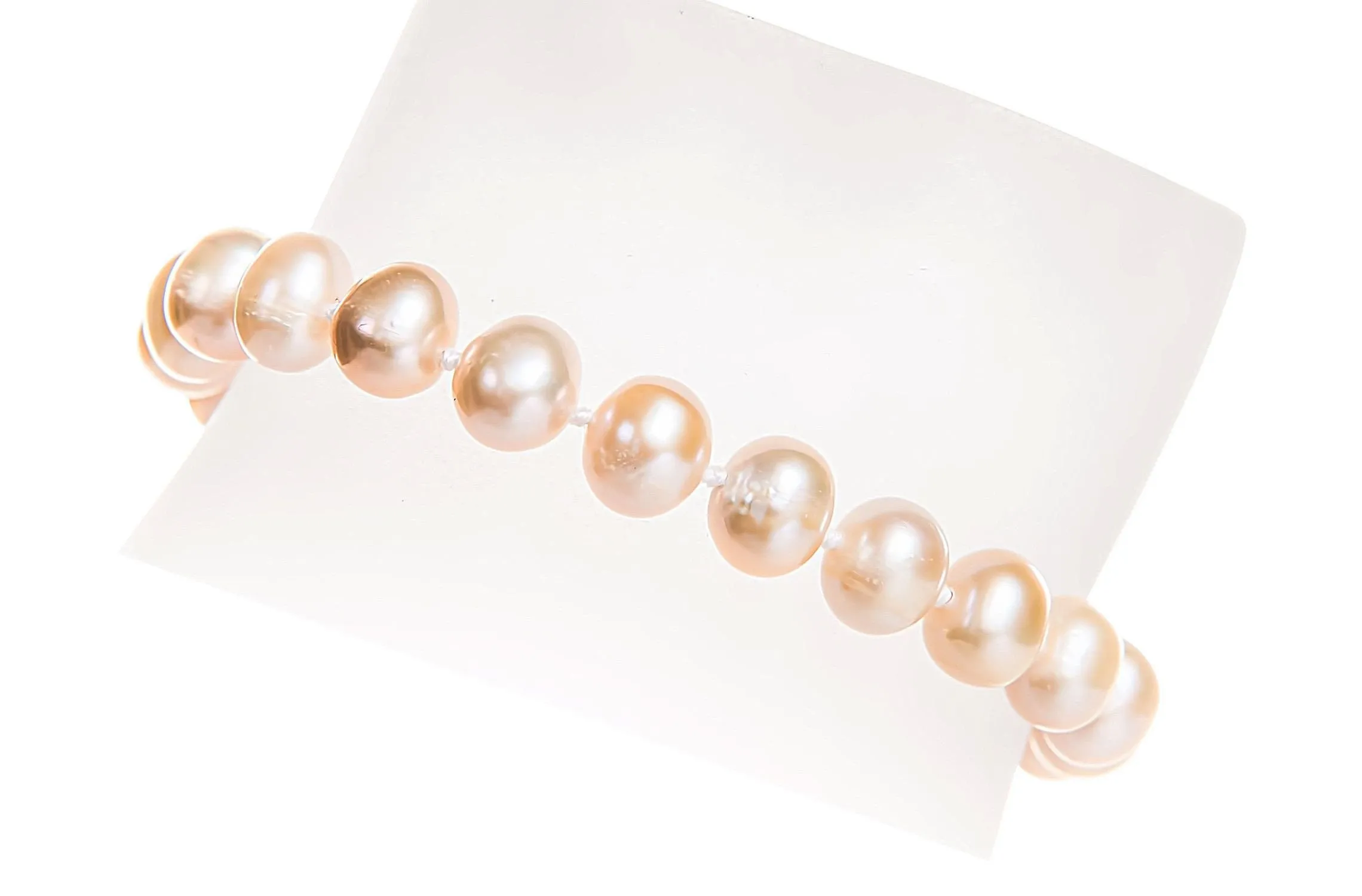 Single Strand Peach Freshwater Pearl Bracelet 8mm