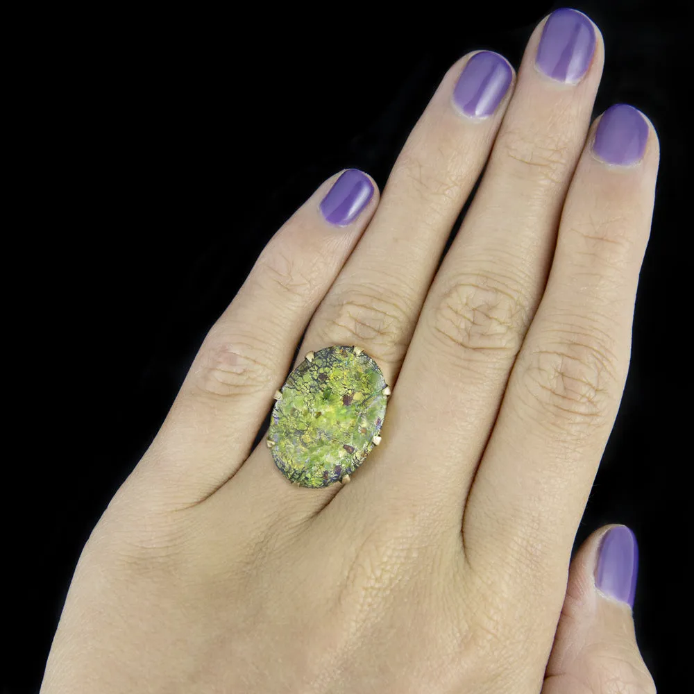SLOCUM STONE OPAL RING VINTAGE 11.8g 14K YELLOW GOLD COCKTAIL BIG STATEMENT OVAL