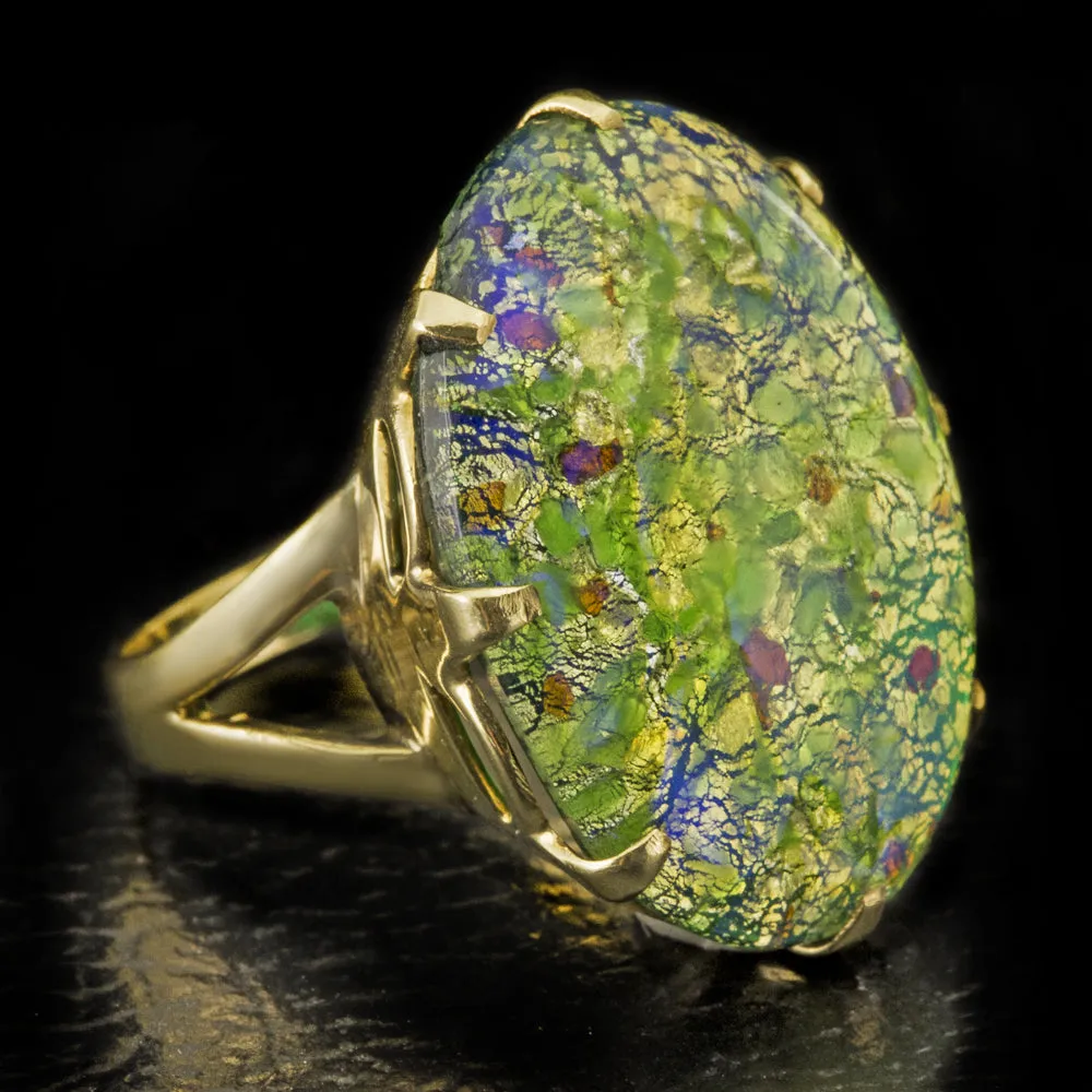 SLOCUM STONE OPAL RING VINTAGE 11.8g 14K YELLOW GOLD COCKTAIL BIG STATEMENT OVAL