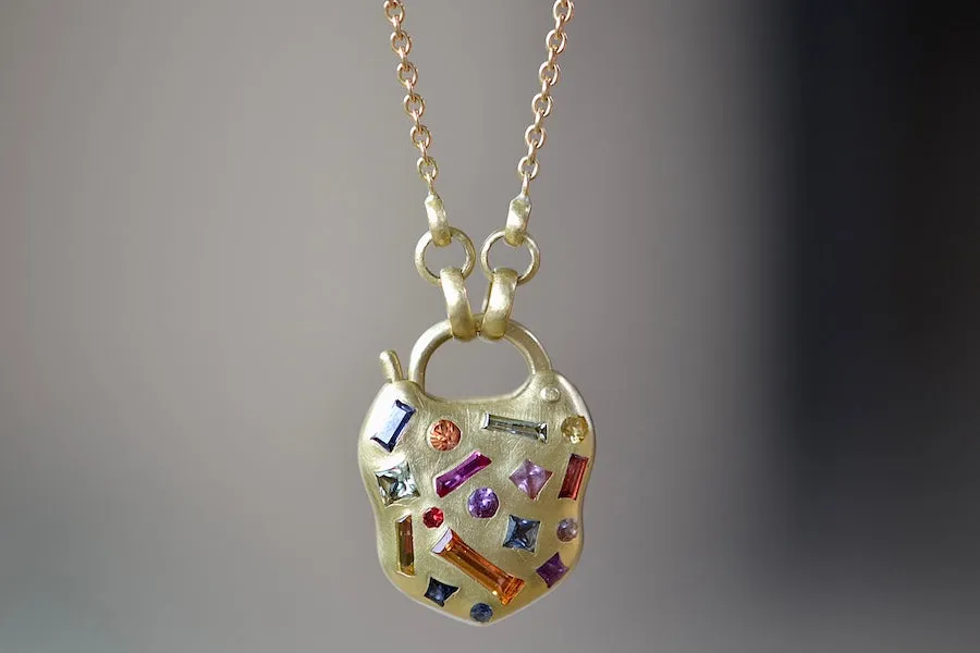 Small Harlequin Coeur de Confetti Padlock Necklace