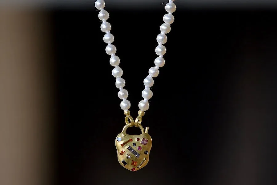 Small Harlequin Coeur de Confetti Padlock Necklace