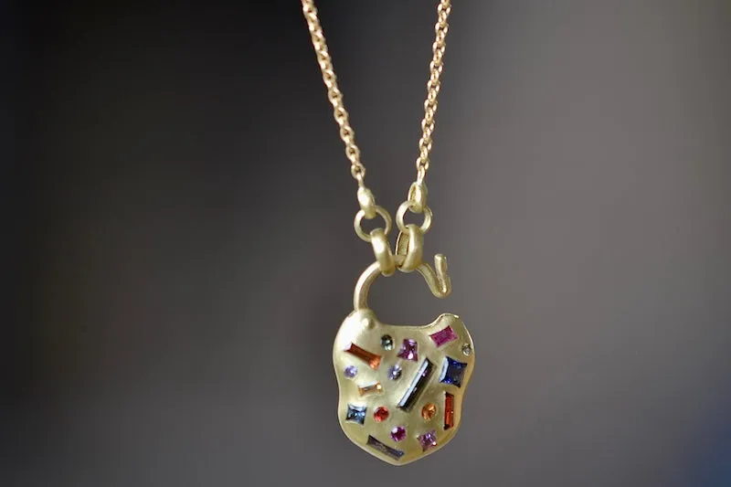 Small Harlequin Coeur de Confetti Padlock Necklace