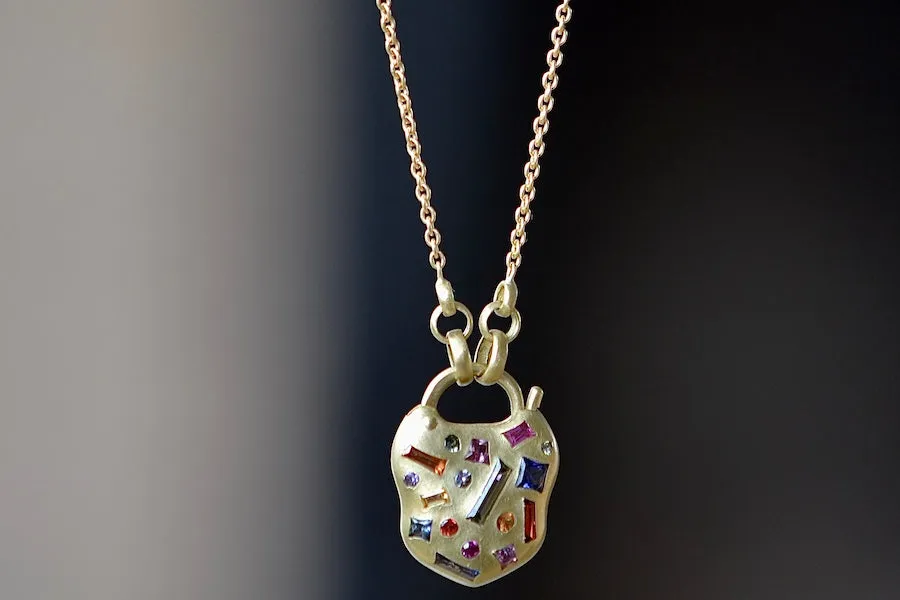 Small Harlequin Coeur de Confetti Padlock Necklace