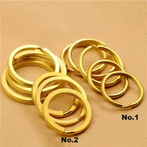 Solid Brass Split Key Ring Round Flat 12-25mm Hardware Accessories