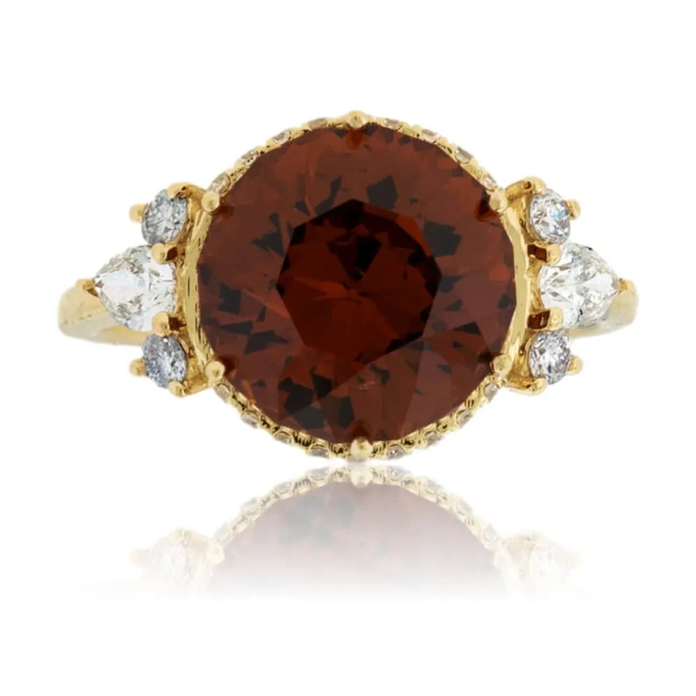 Spessartine Garnet & Diamond Accented Ring